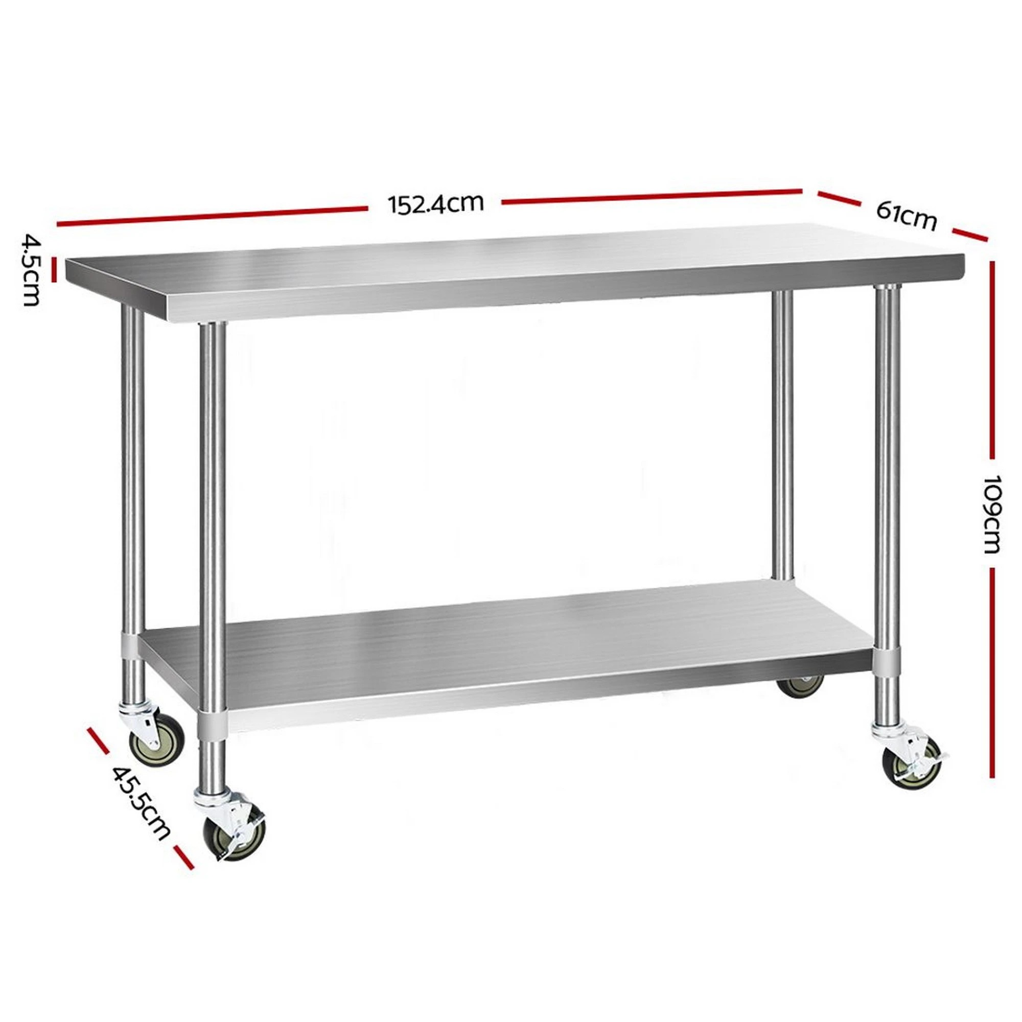 3 Cefito Stainless Steel Kitchen Bench with Wheels - Multi, 3 of 8