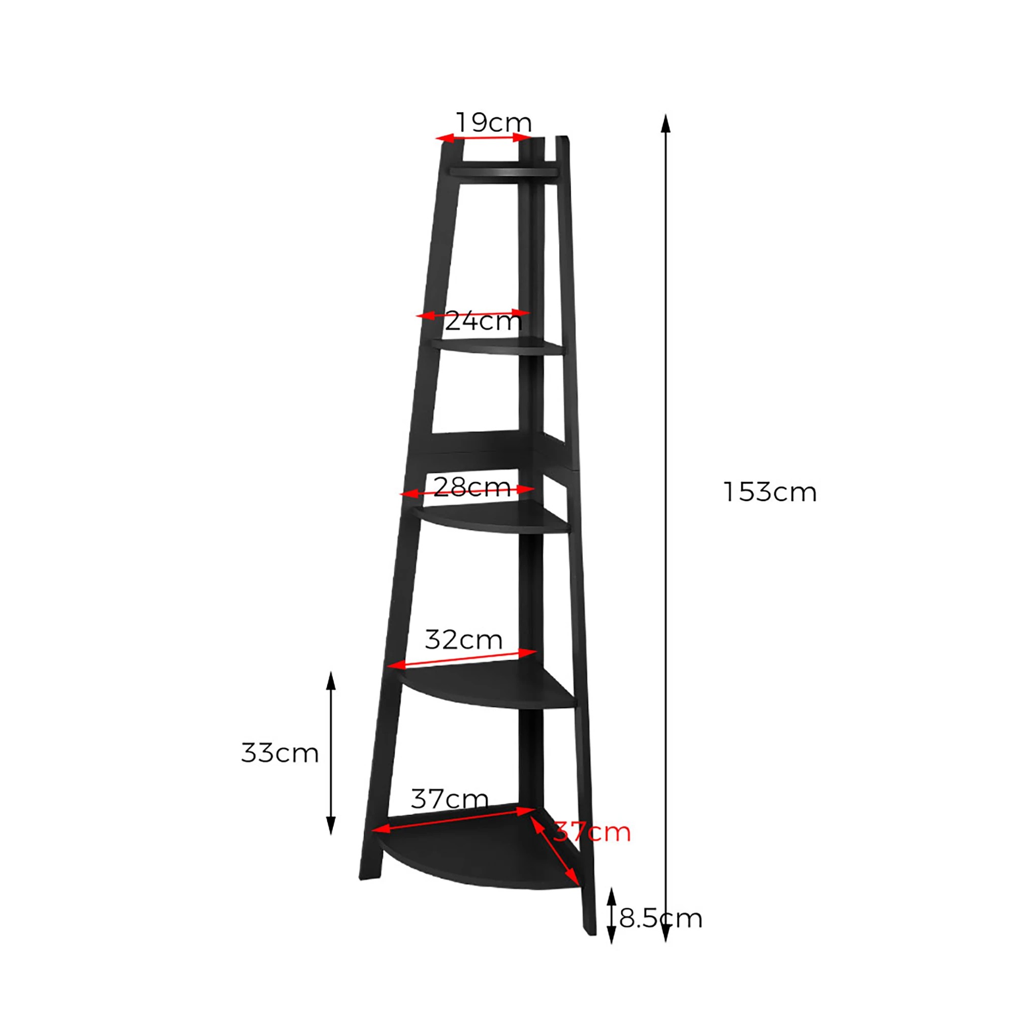 3 Levede 5 Tier Corner Shelf - Black, 3 of 7