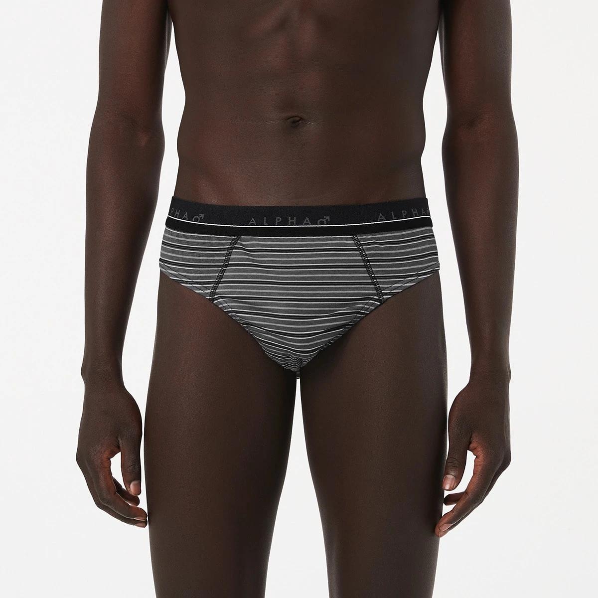 6 5 Pack Alpha Attached Elastic Hipster Briefs Blkgrystrp, 6 of 10