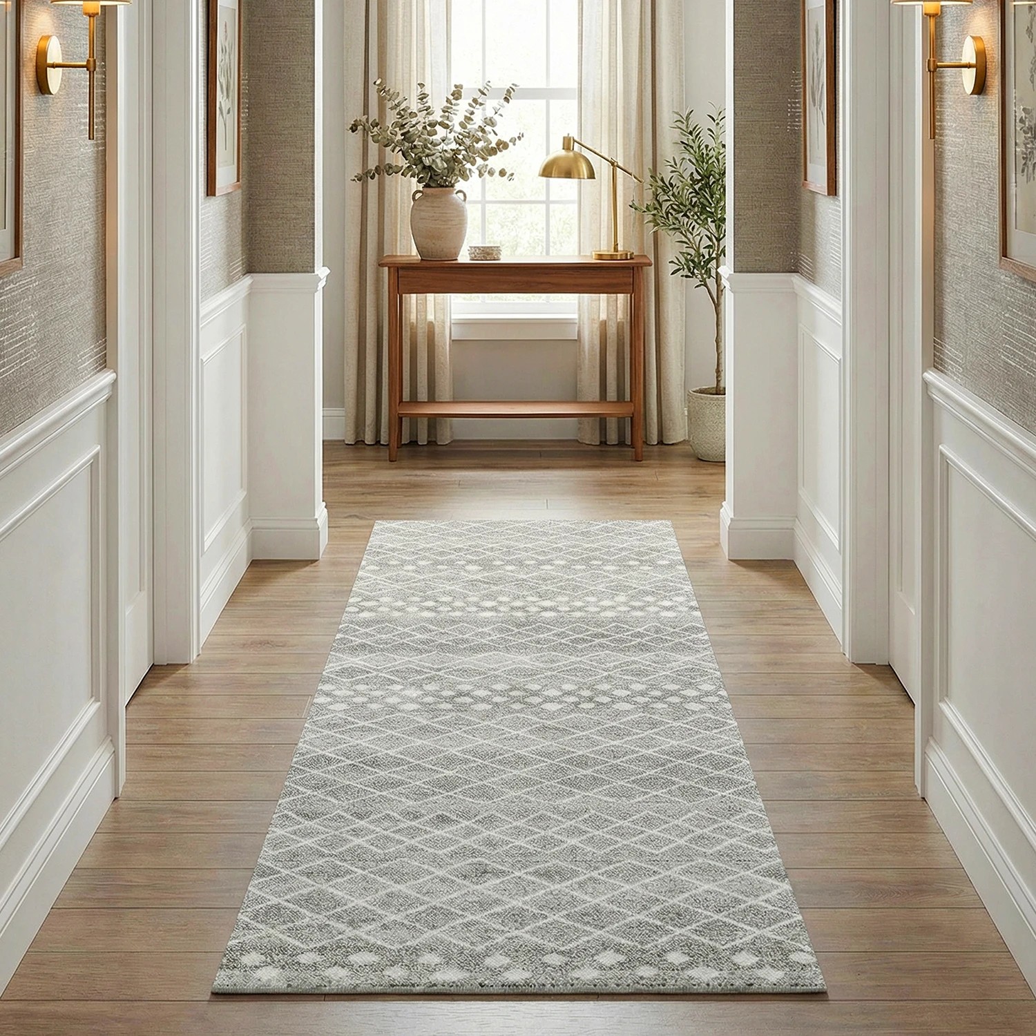 1 Common Ground Rugs Bluebay 454 300x80cm - Medium Runner Rug - Silver, 1 of 5