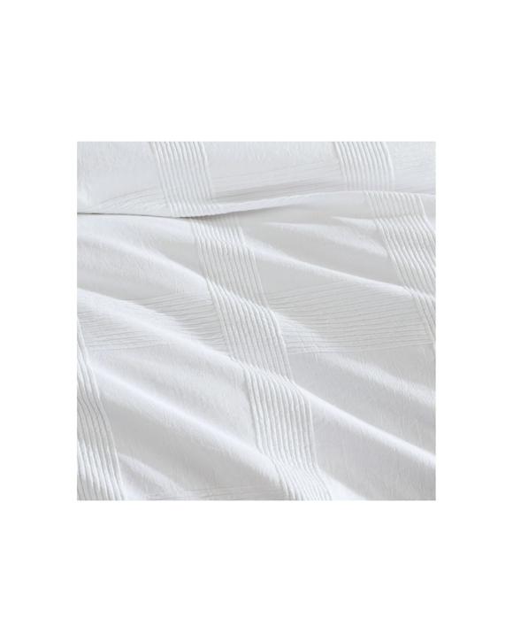Ardor Shiloh Sutle Check Textured Duvet Quilt Cover Set - Single Bed - White