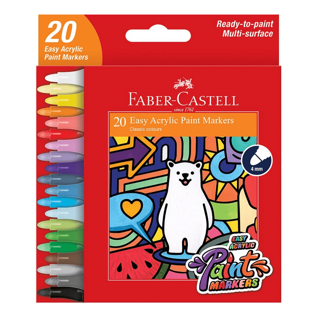 1 Faber-Castell Easy Acrylic Paint Markers Assorted 20 Pack, 1 of 3