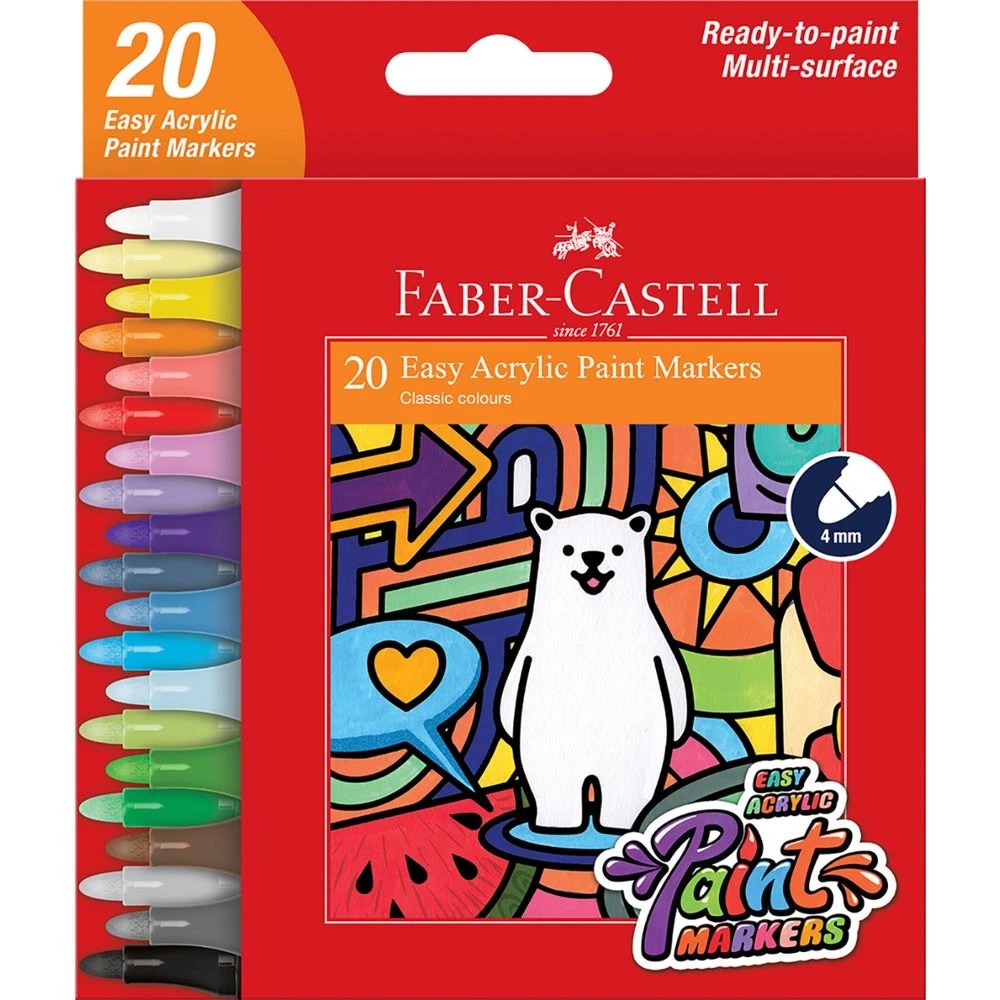 1 Faber-Castell Easy Acrylic Paint Markers Assorted 20 Pack, 1 of 3