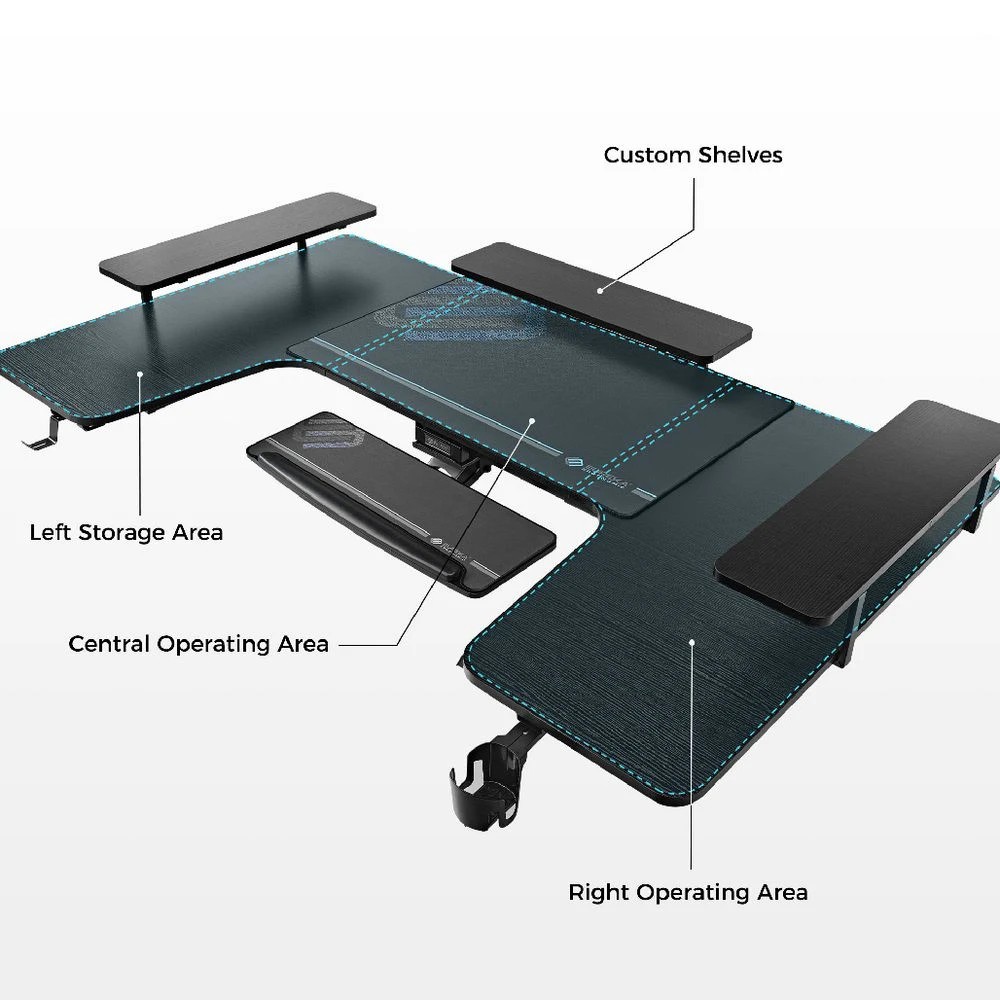 4 Eureka U-Shaped Sit Stand Desk Black Desks, Tables and Workstations, 4 of 10