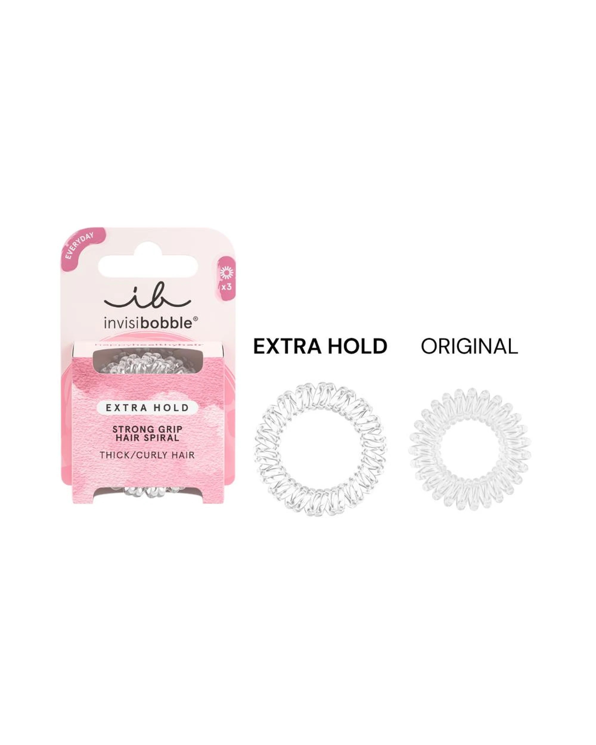 2 Invisibobble Extra Hold Strong Grip Thick Hair Spiral Hair Ties 3Pk - Crystal Clear - Clear, 2 of 2