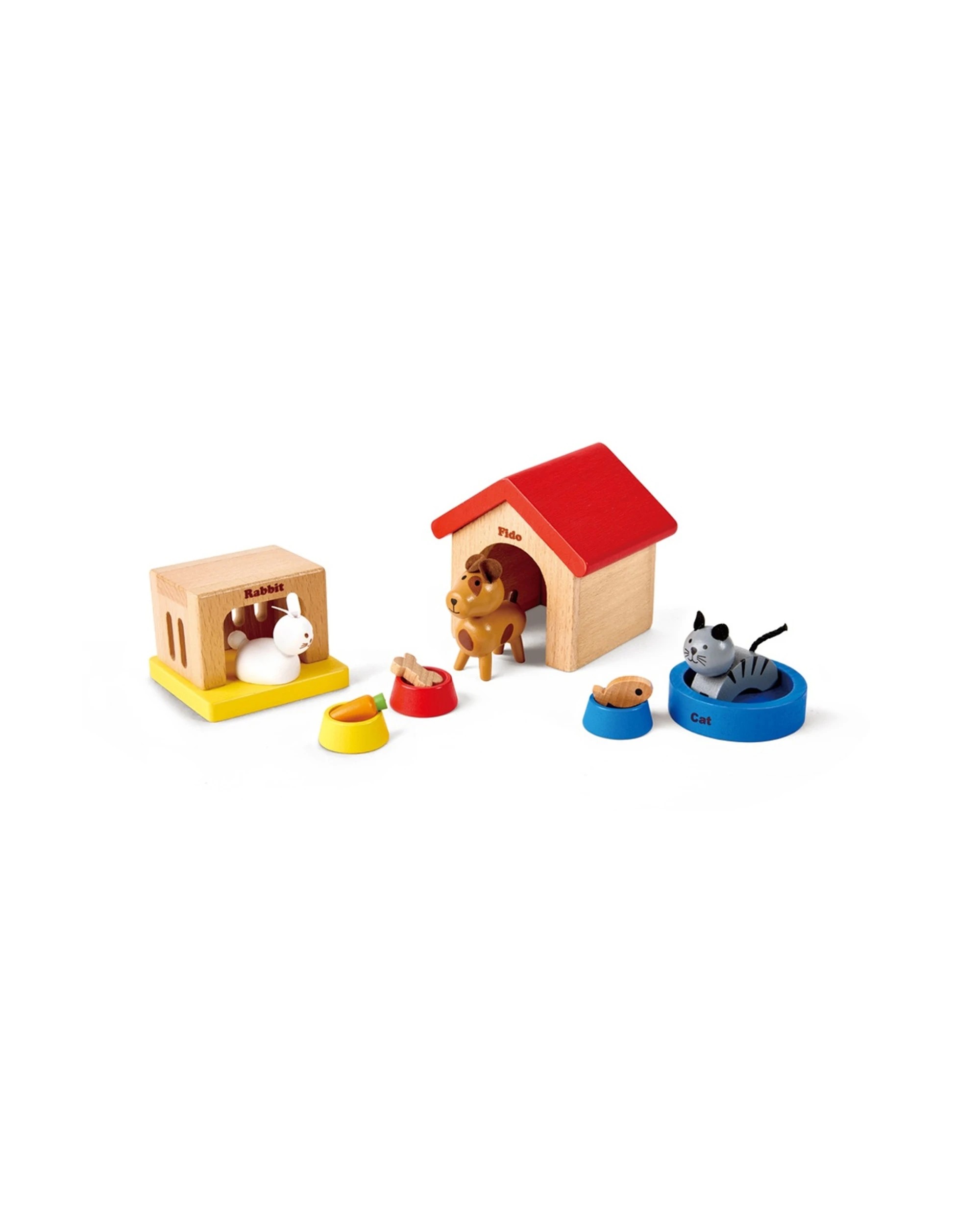 1 Hape Family Pets Wooden Toy Set Rabbit Dog Cat With Accessories - Multi, 1 of 4