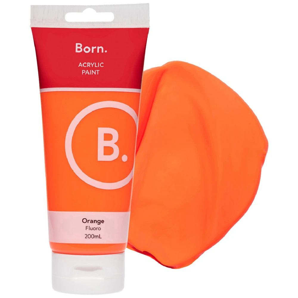 1 Born Acrylic Paint 200mL Fluoro Orange, 1 of 3