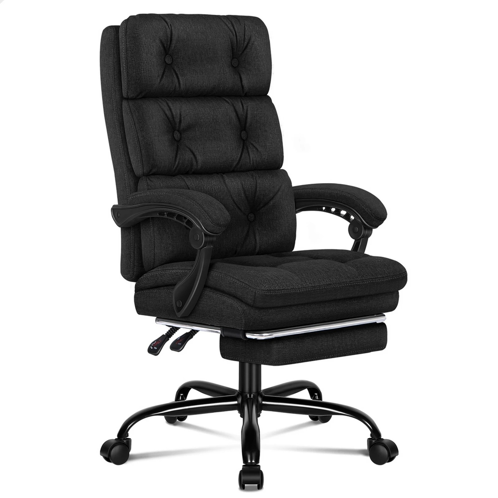 1 Alfordson Office Chair Executive Computer Fabric Seat Recliner Gaming - Black, 1 of 10