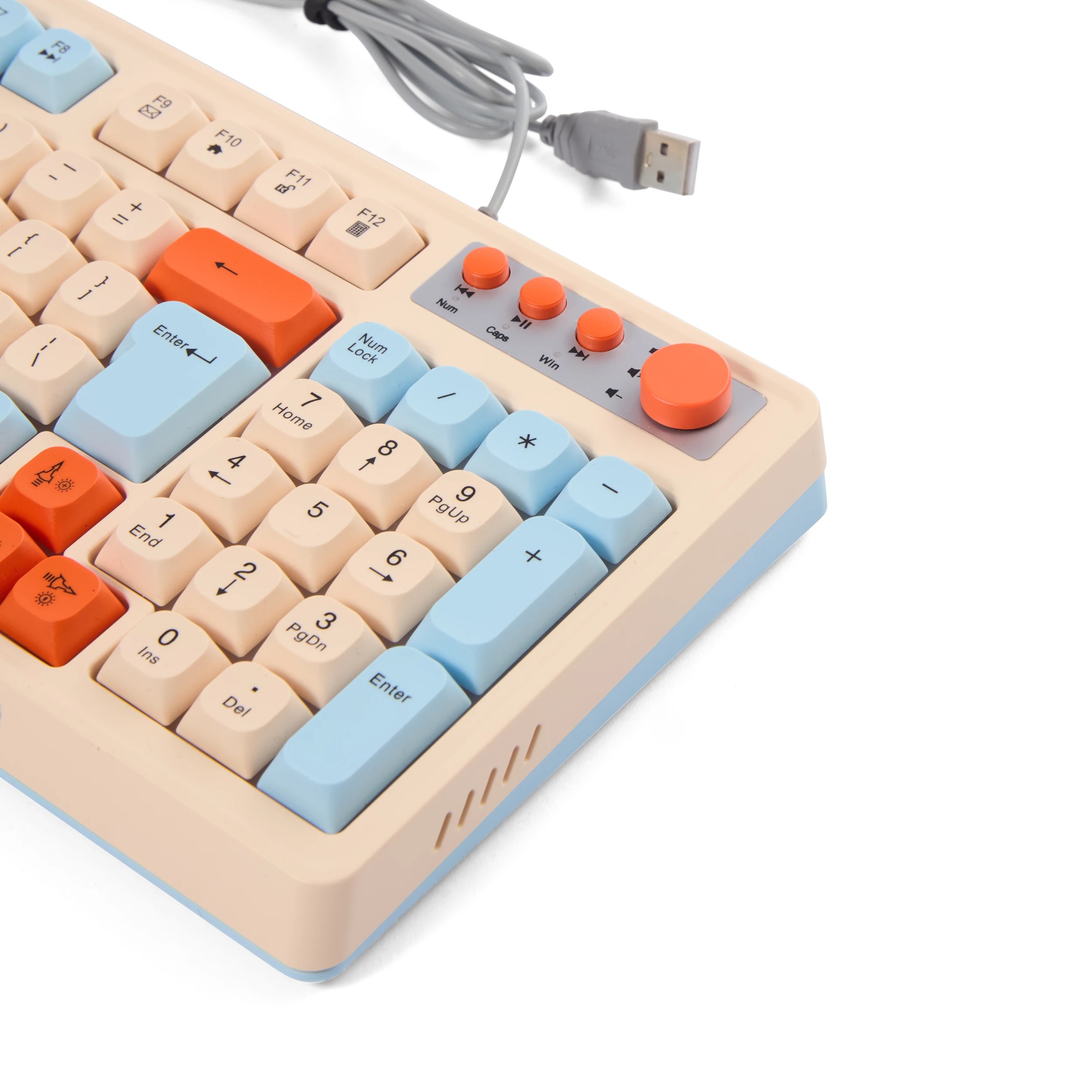 6 Membrane Wired Keyboard - Beige, Blue and Orange, 6 of 8
