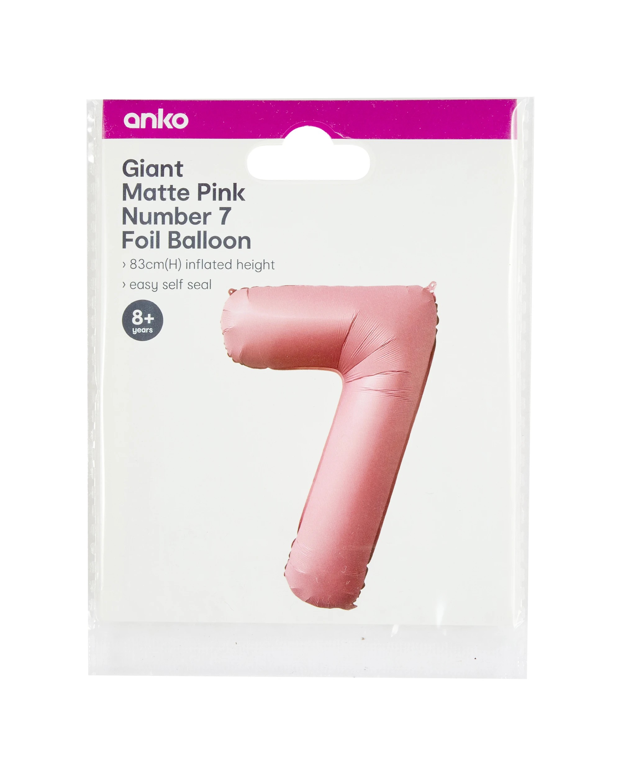 5 Giant Matte Pink Number 7 Foil Balloon, 5 of 5