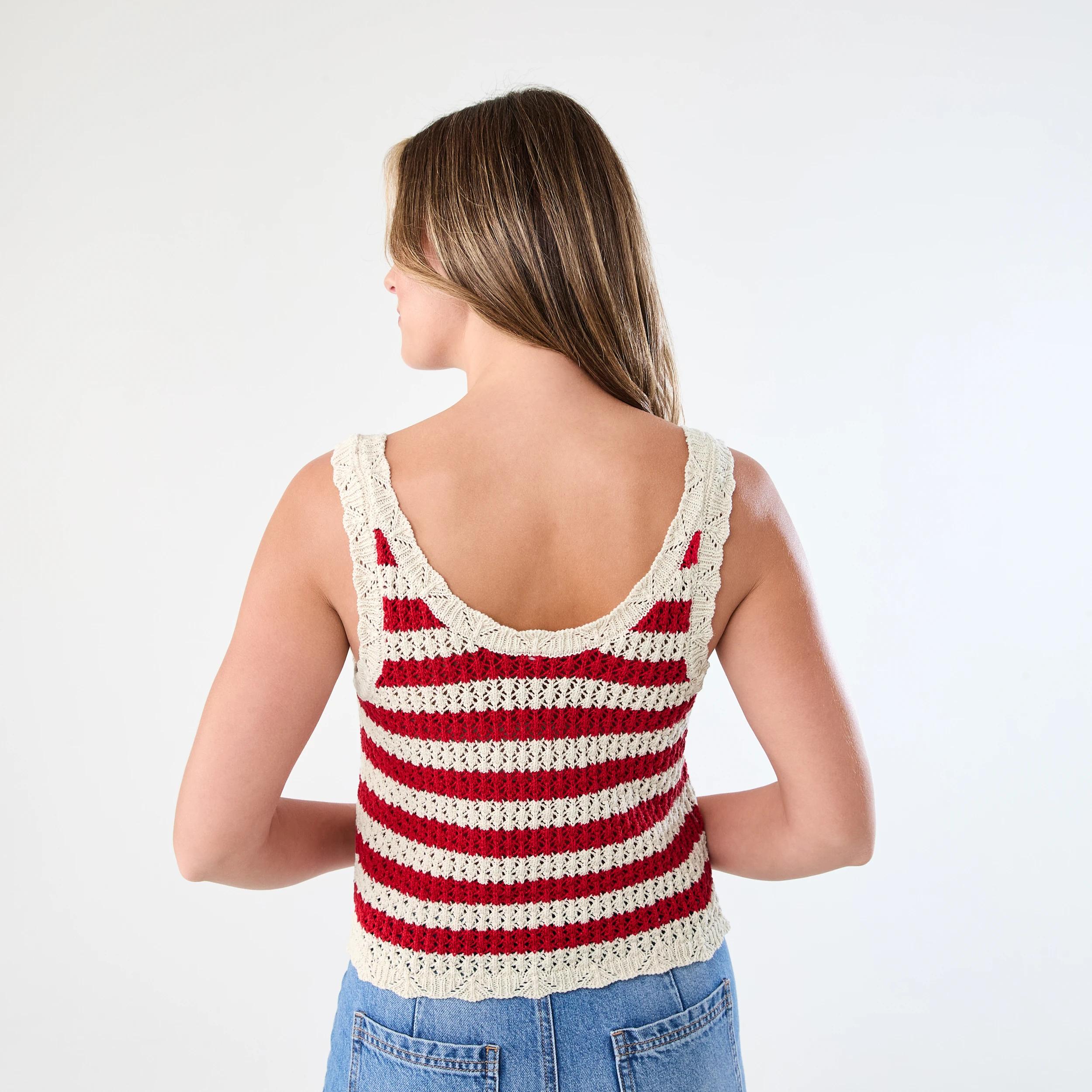 3 Square Neck Crochet Tank Berry Strp, 3 of 6