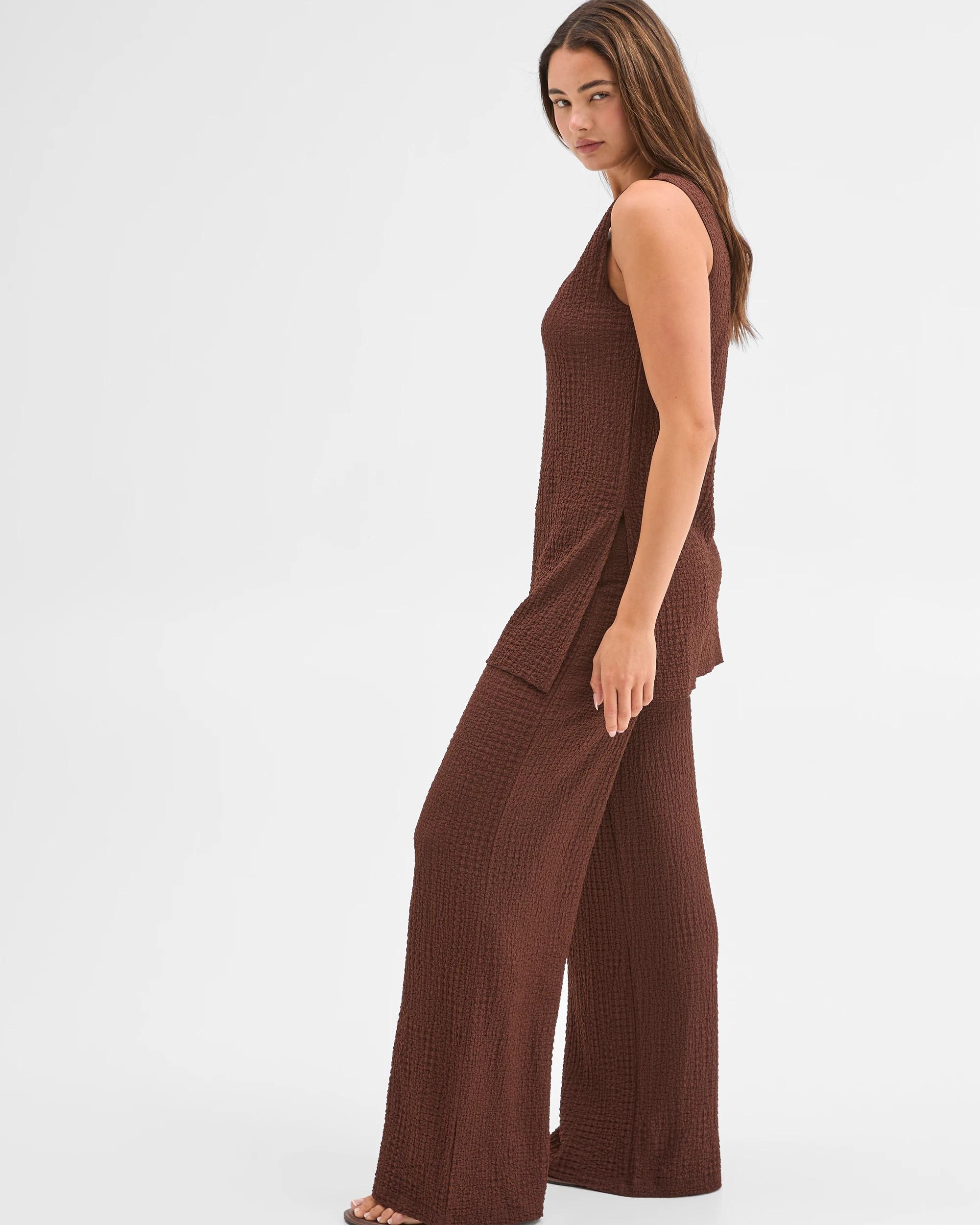 2 Lily Loves Textured Straight Leg Pants SHAVED CHOCOLATE, 2 of 6