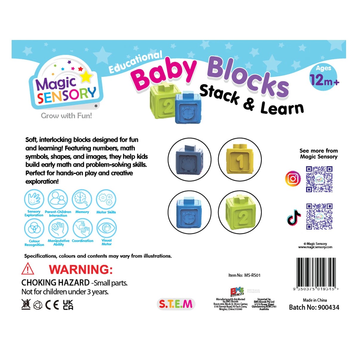 8 Magic Sensory Educational Baby Blocks - Stack & Learn, 8 of 8