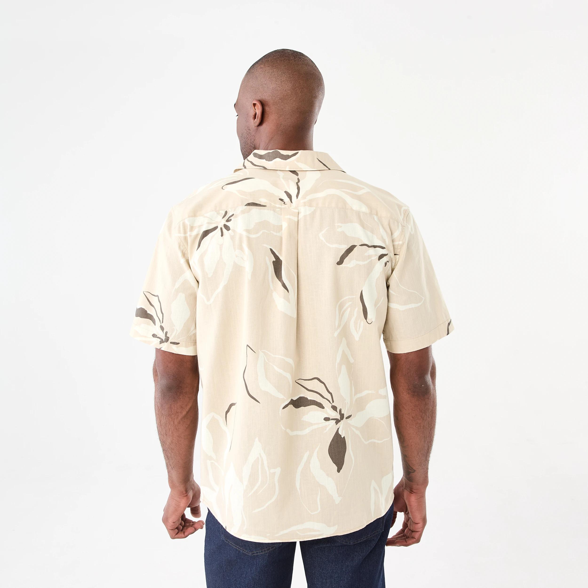 3 Short Sleeve Print Cotton Linen Shirt Bge Flowr, 3 of 6