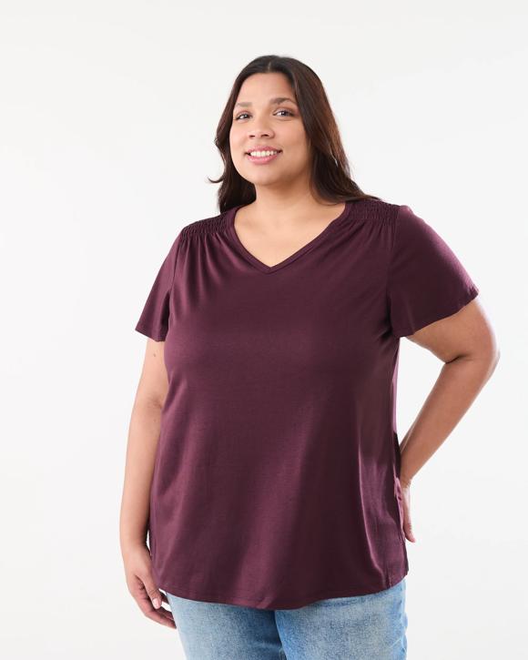 Curve Short Sleeve Shirred Shoulder T-shirt
