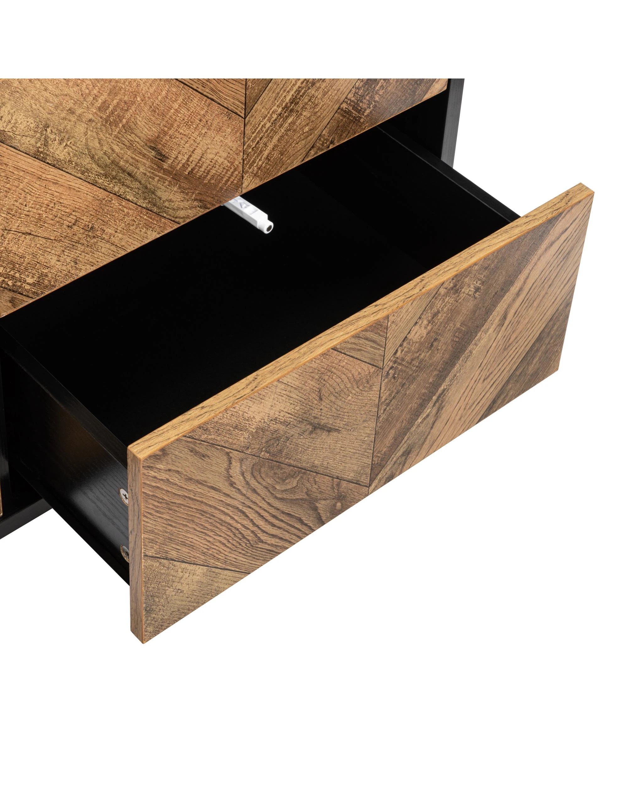 Kodu Buffet Credenza Sideboard Cabinet 2 Doors 3 Drawers - Black - Kmart