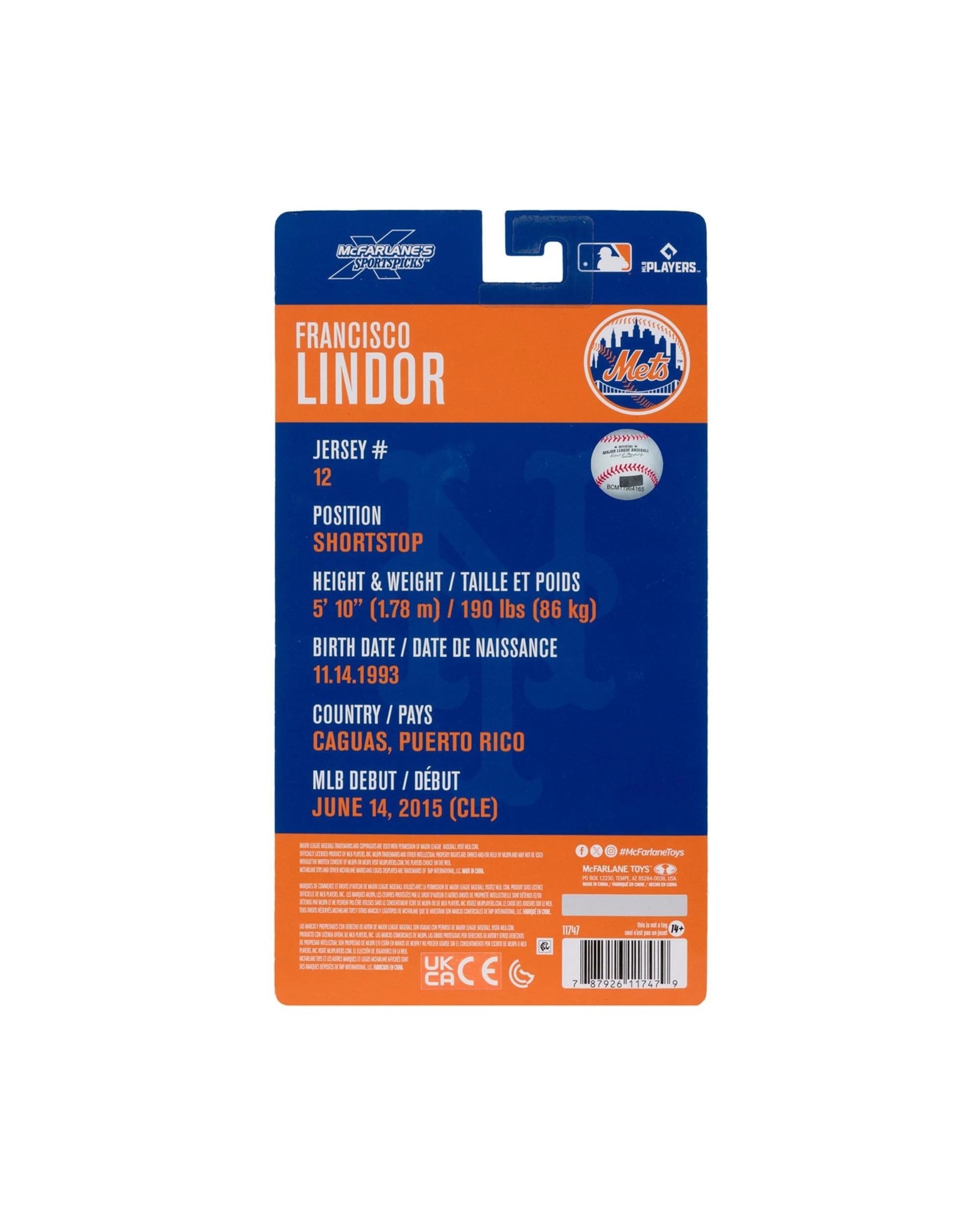 9 McFarlane SportsPicks MLB Mets Francisco Lindor 6 inch Articulated Figure, 9 of 9