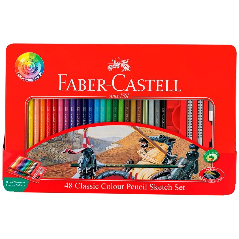 1 Faber-Castell Classic Coloured Pencils Tin 48 Pack, 1 of 3