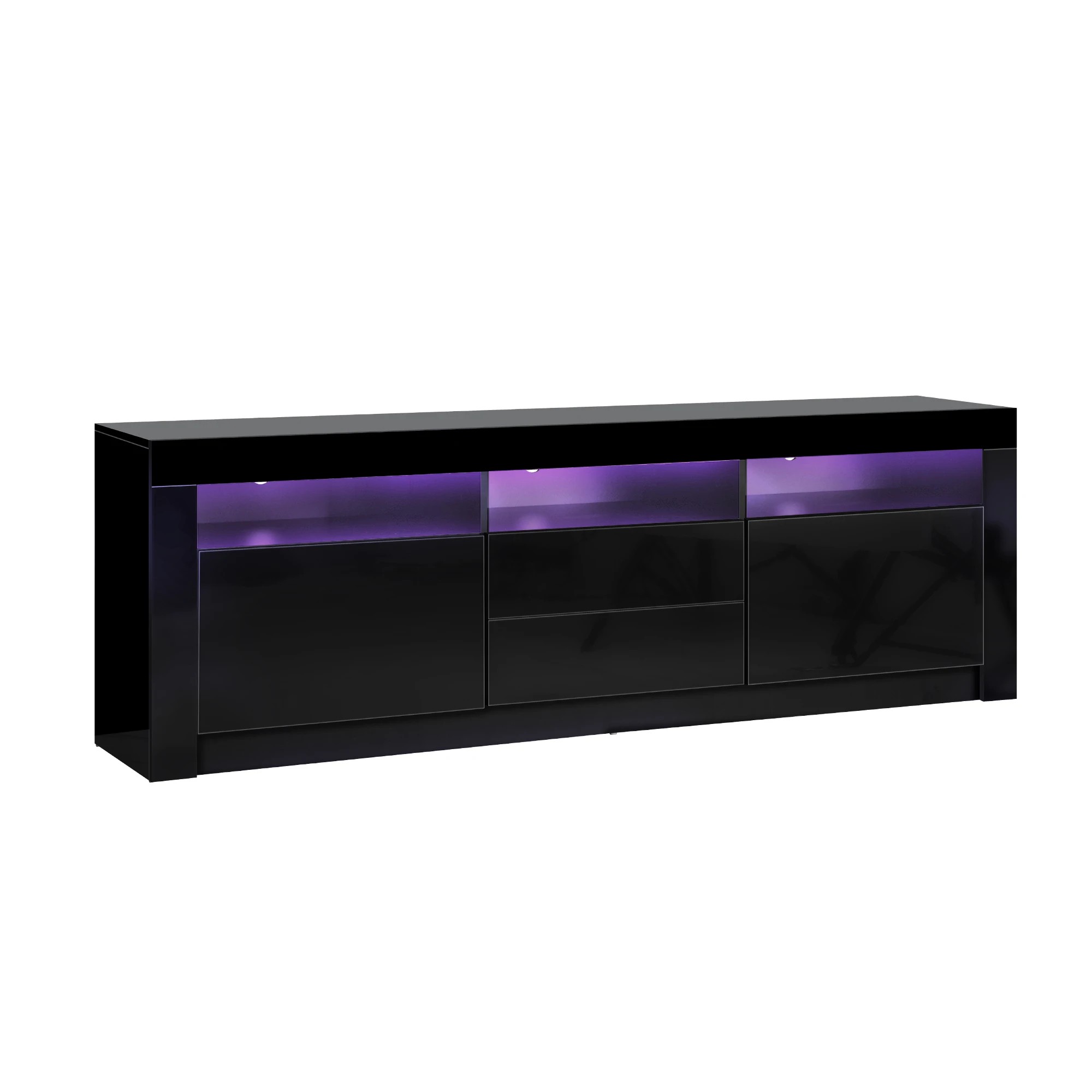 8 Oikiture Entertainment Unit Rgb Led Gloss Black 180cm
 - Black, 8 of 8