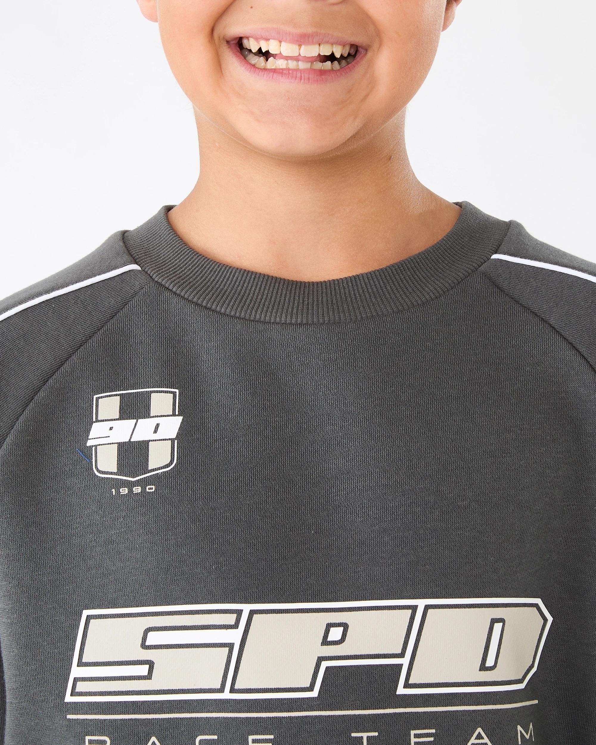 6 Oversized Pipe Detail Crew Neck Sweatshirt Gry Moto, 6 of 9