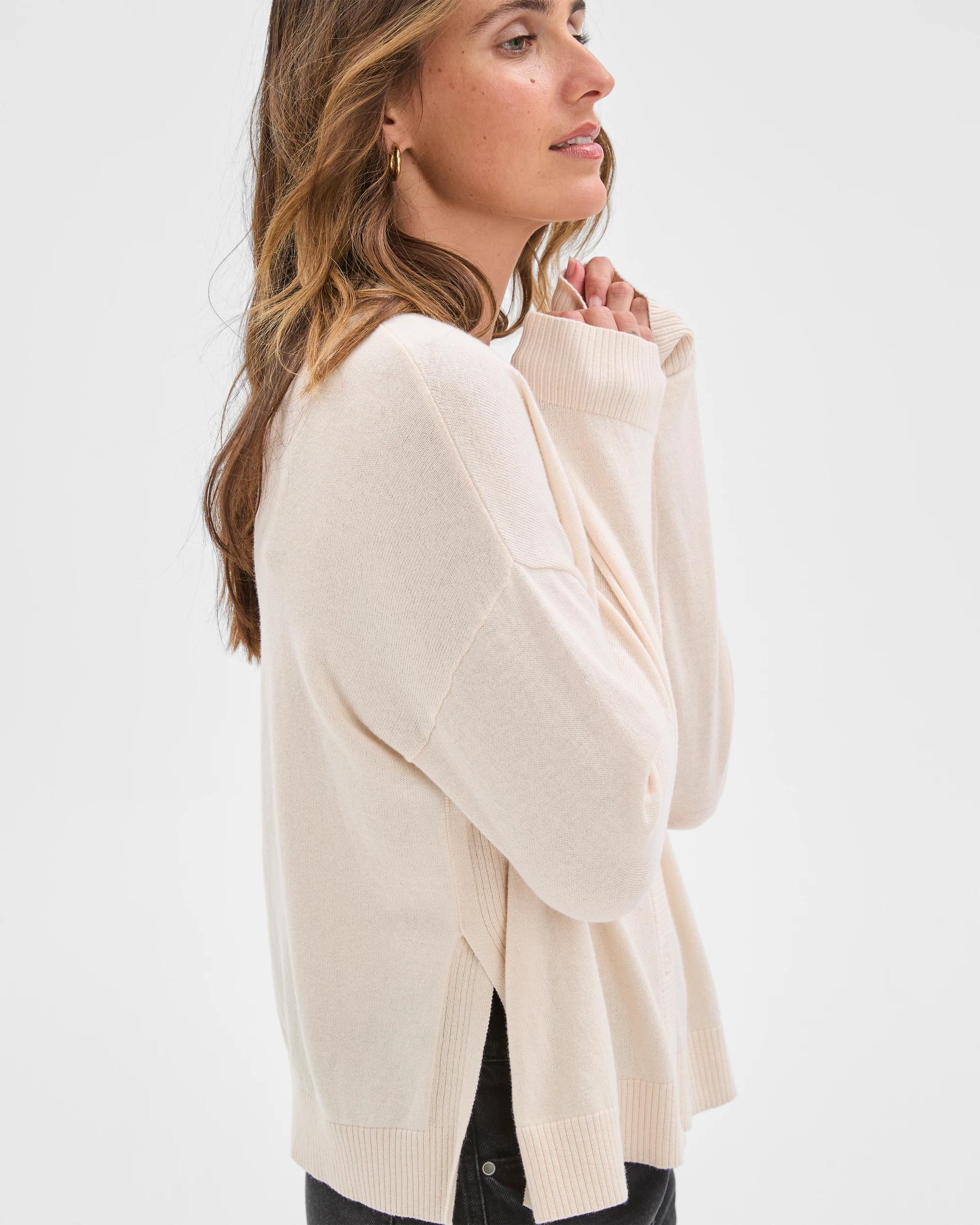 5 Target Woman Cotton Cashmere V-Neck Knit Cardigan PEARL, 5 of 6