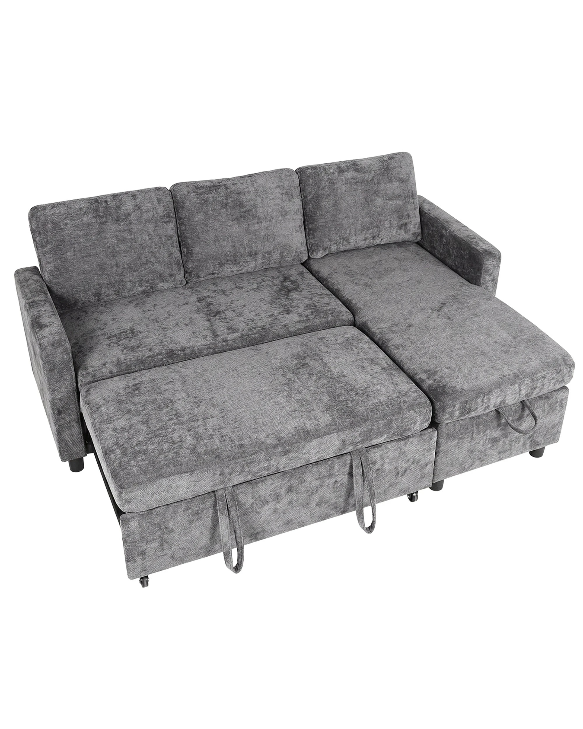 1 Advwin 194cm L Shape Convertible Sleeper Sofa Bed w/ Storage Chaise - Grey, 1 of 10