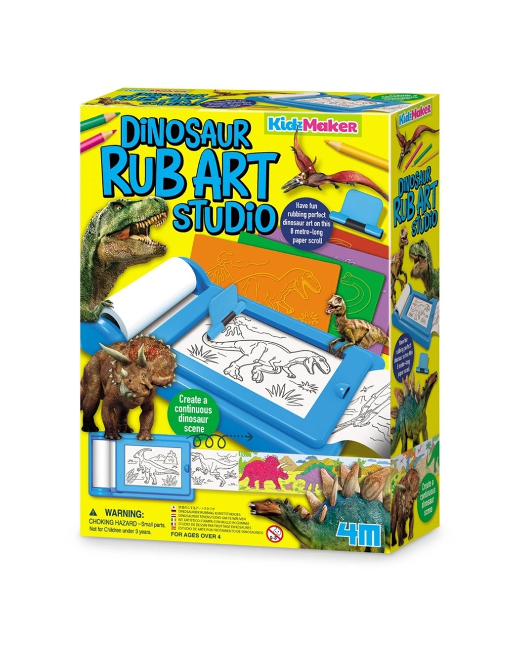 1 4M KidzMaker Dinosaur Rub Art Studio Kids Childrens Painting Art Craft Kit - Multi, 1 of 3