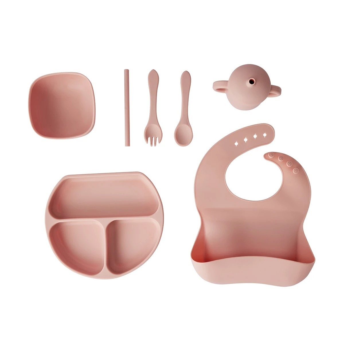 2 6 Piece Silicone Feeding Set - Pink, 2 of 10