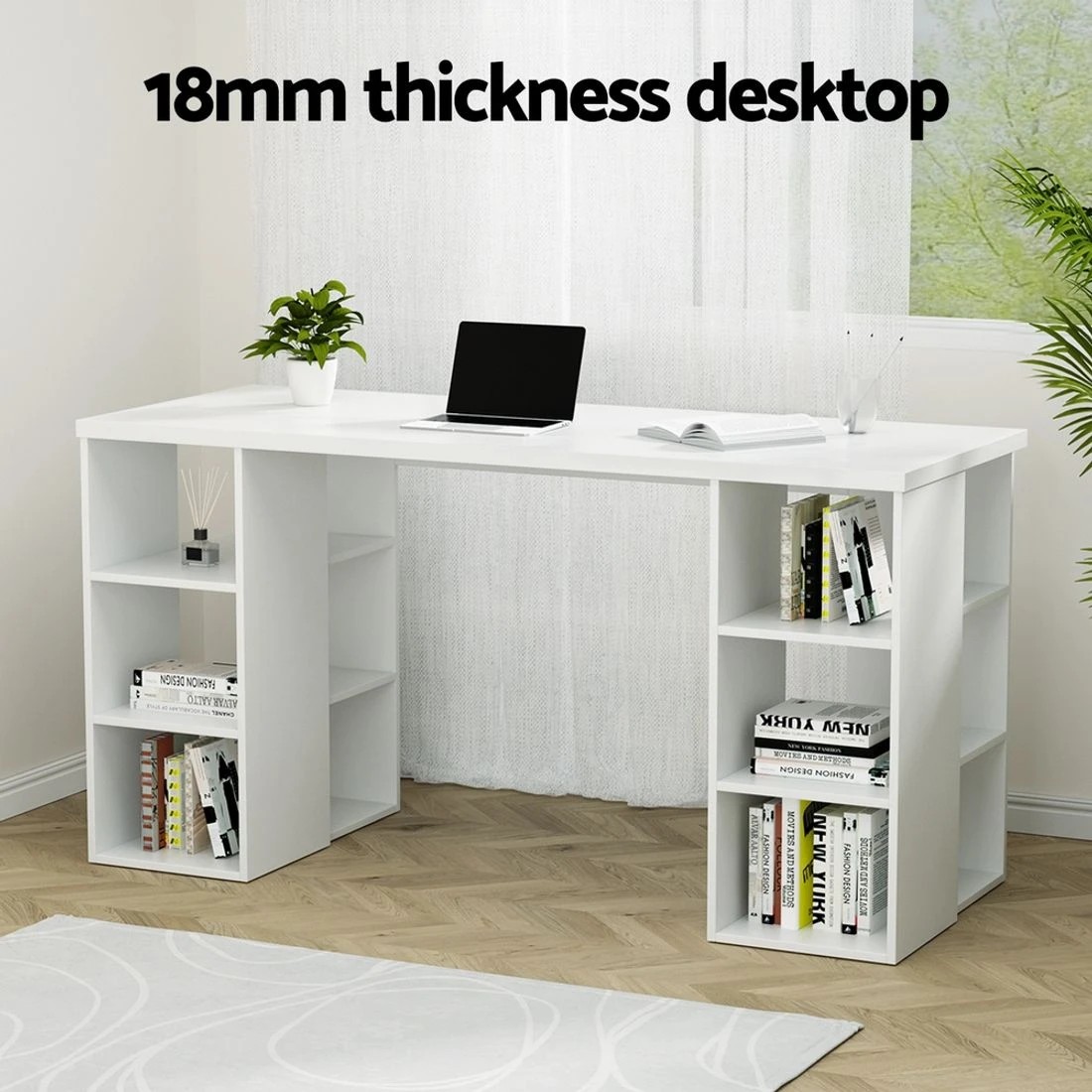5 Artiss Computer Desk Bookshelf White 150cm
 - White, 5 of 8