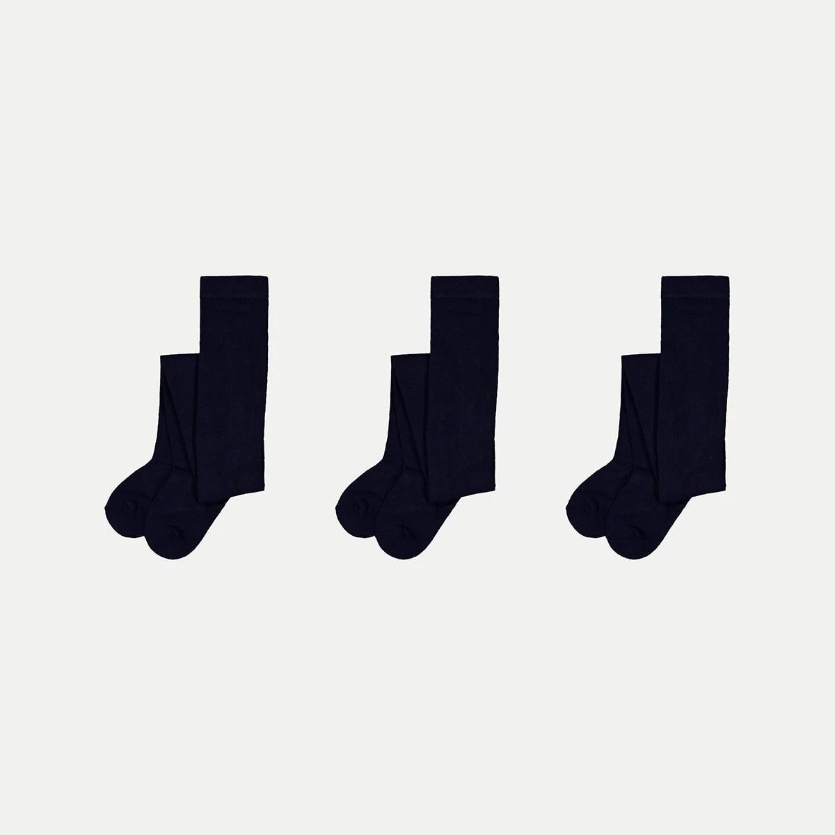 1 3 Pack School Cotton Rich Tights Navy, 1 of 3