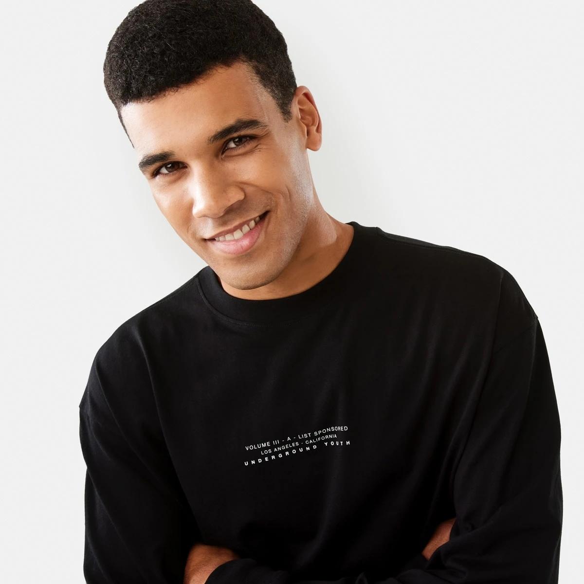 5 Long Sleeve Oversized Graphic T-shirt Black, 5 of 7