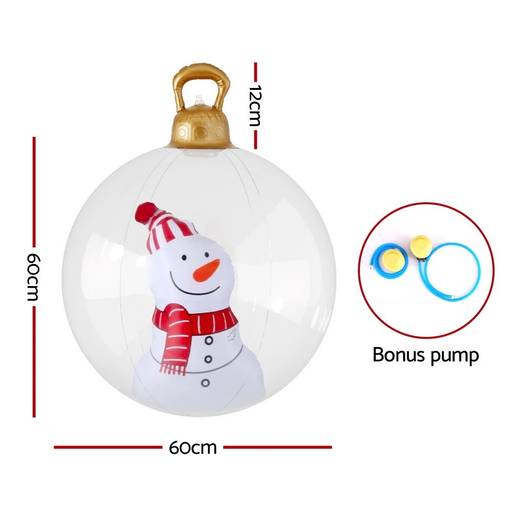 3 Jingle Jollys Christmas Inflatable Ball 60cm Snowman Decoration Giant Bauble Durable Space Saving Modern Decor - White, 3 of 4