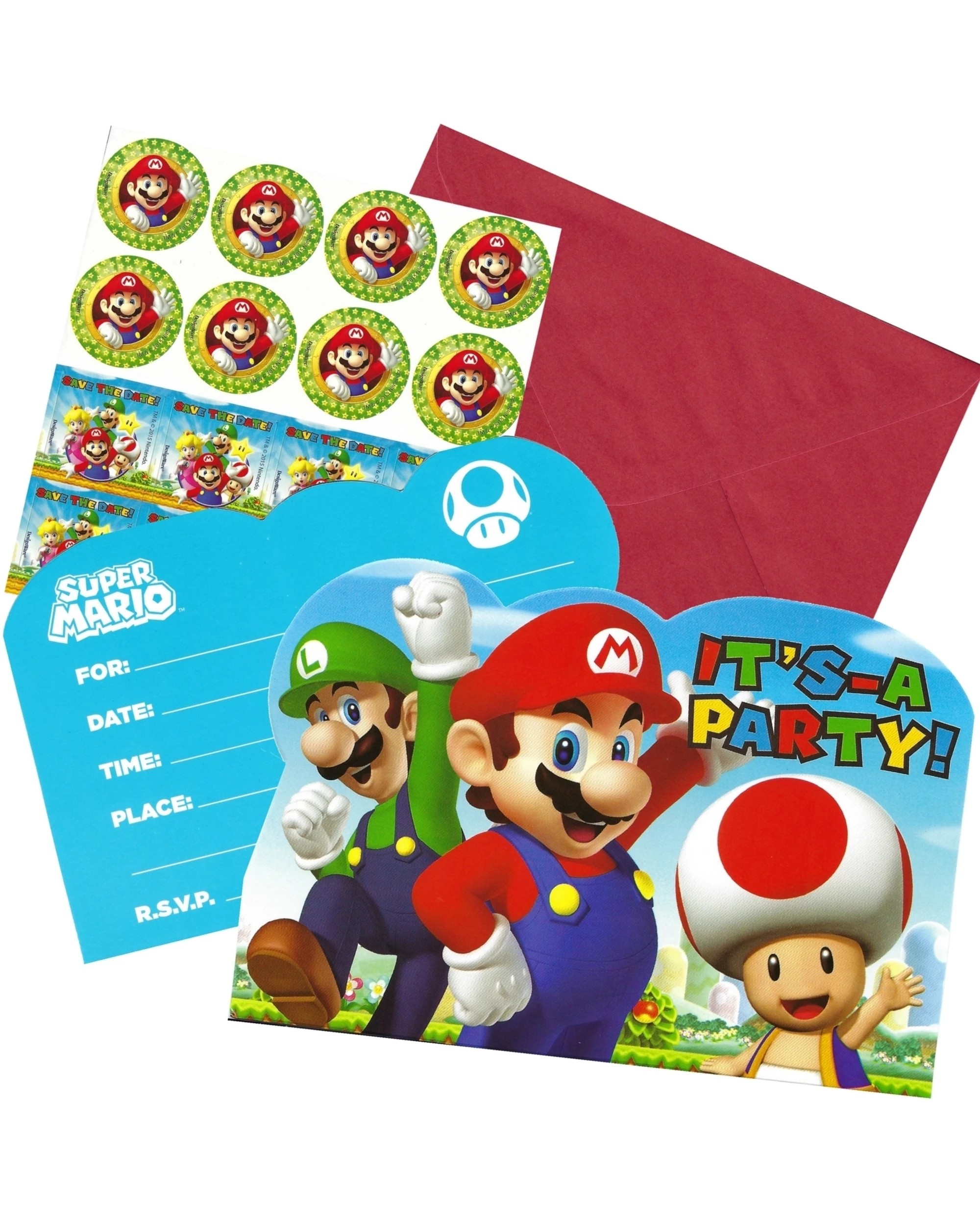 1 Amscan Super Mario Bros. Invitation Set Pack of 8, 1 of 1