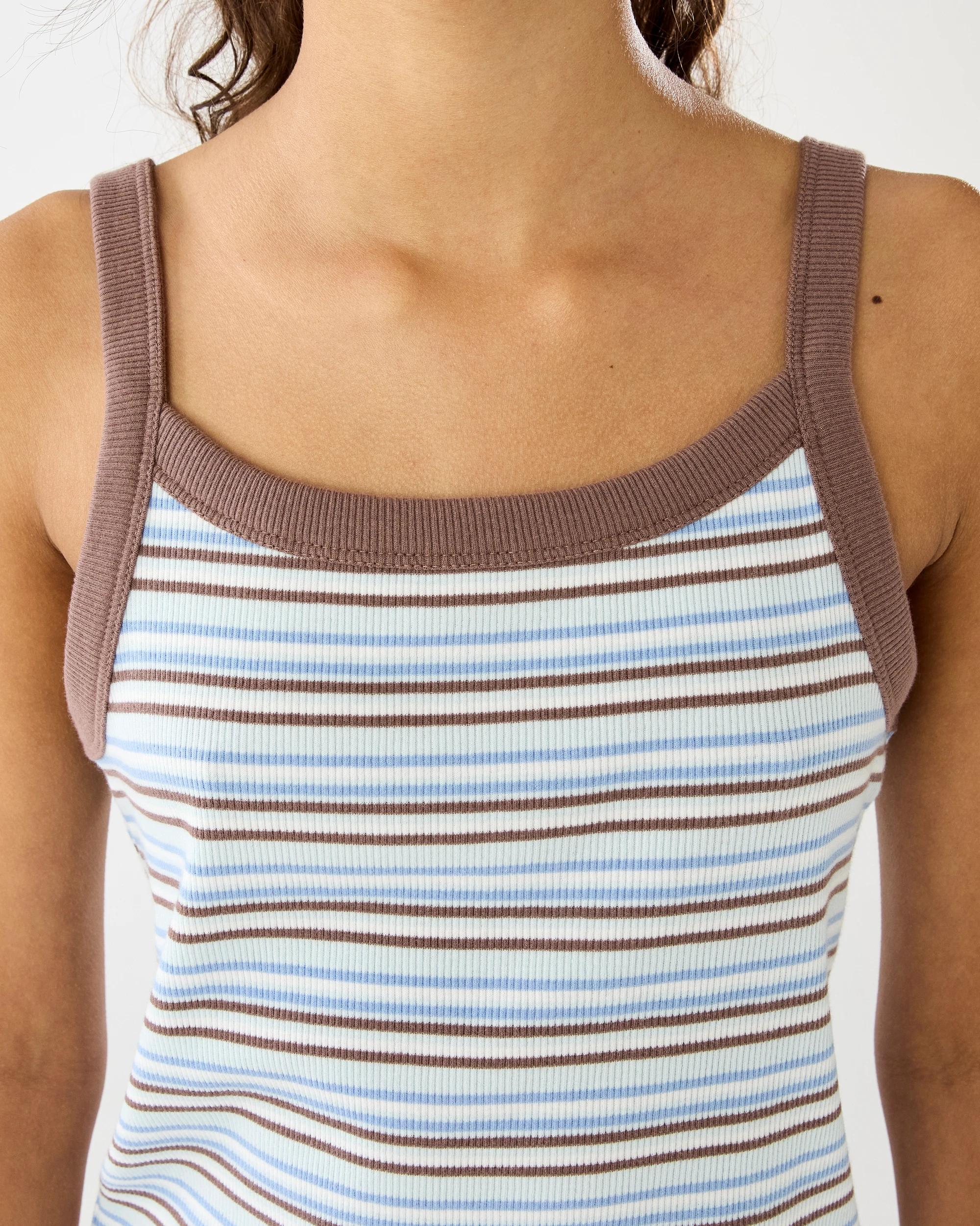 4 Strappy Rib Tank Brn Stripe, 4 of 6