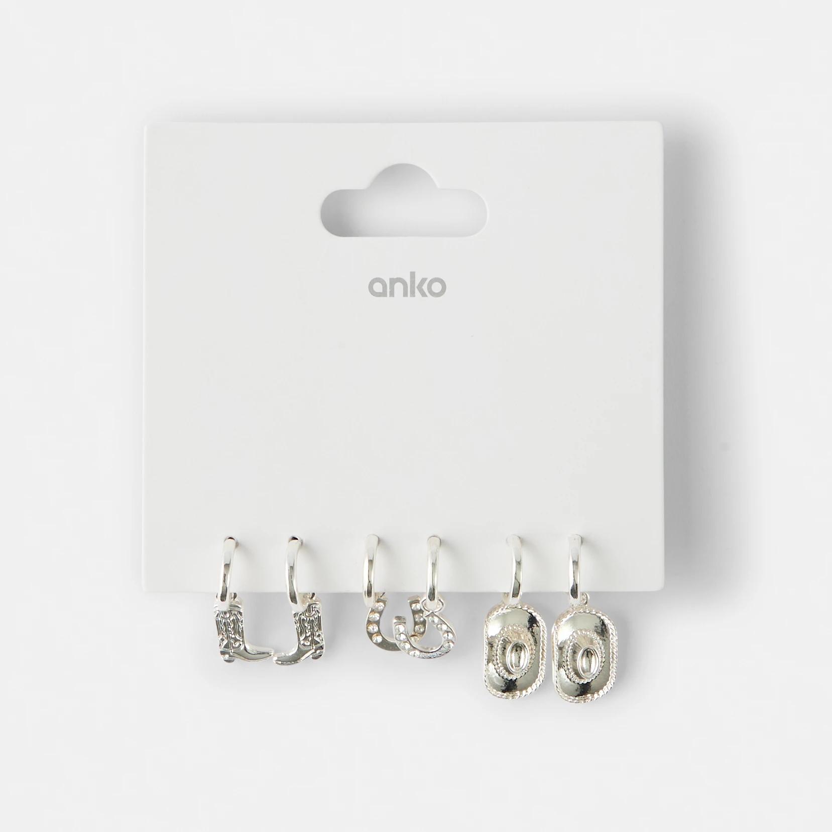 5 3 Pack Western Earrings - Silver Tone SILVER, 5 of 9
