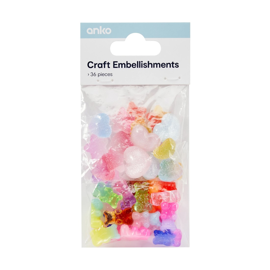 1 36 Piece Craft Embellishments - Heart and Bear, 1 of 3