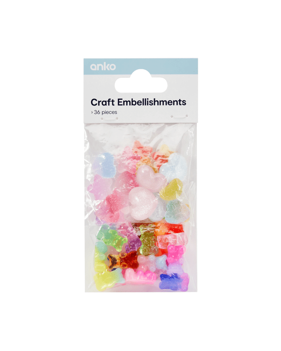 36 Piece Craft Embellishments - Heart and Bear