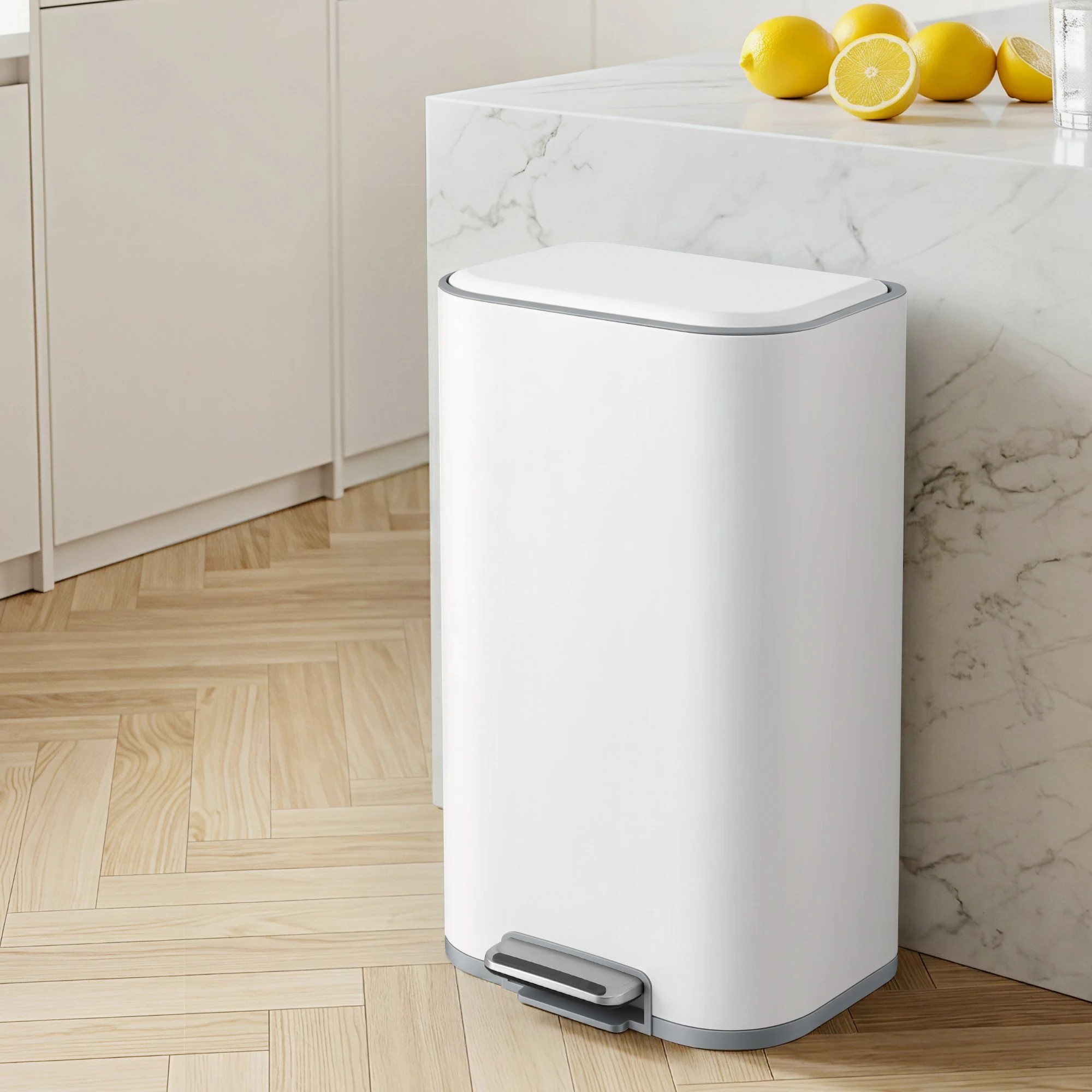 9 Cefito 40L Kitchen Trash Can Pedal Bin Rubbish Bin Steel Soft-Close Lid - White, 9 of 9