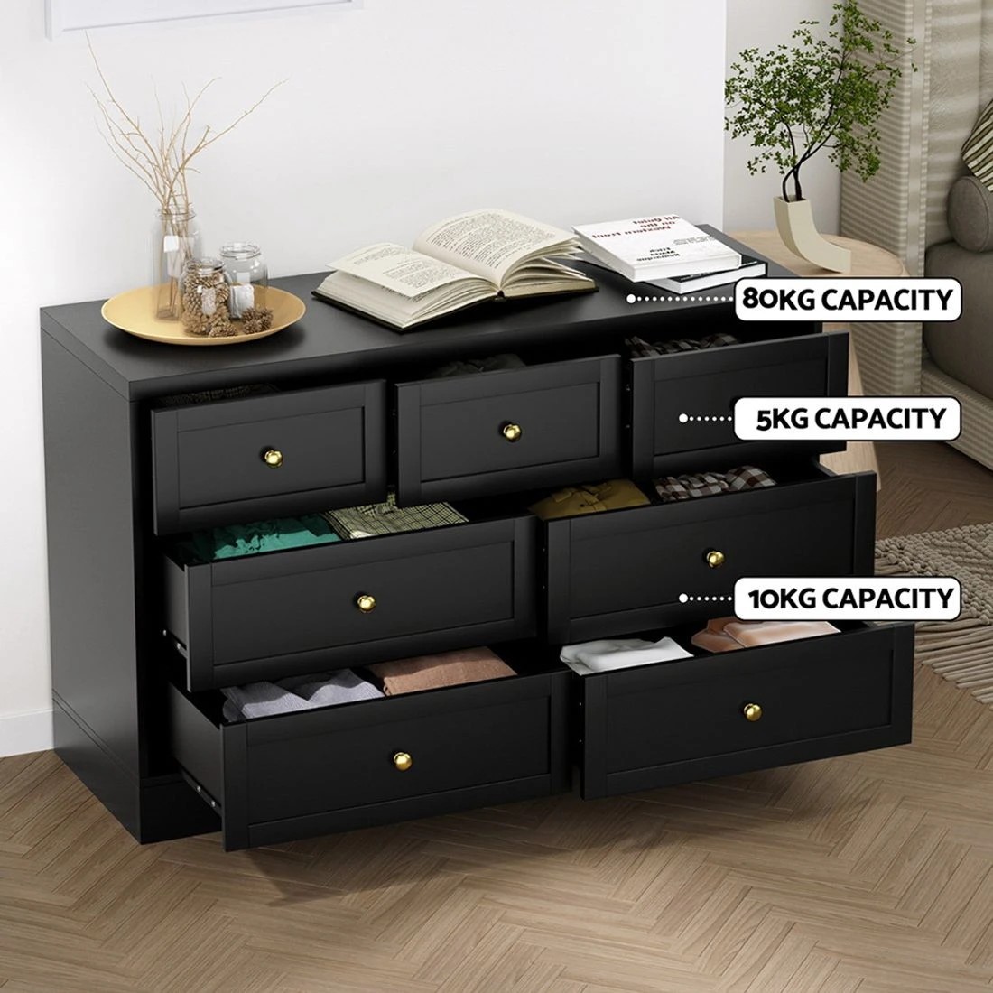 8 Artiss 7 Chest of Drawers Dresser Table - Black, 8 of 8