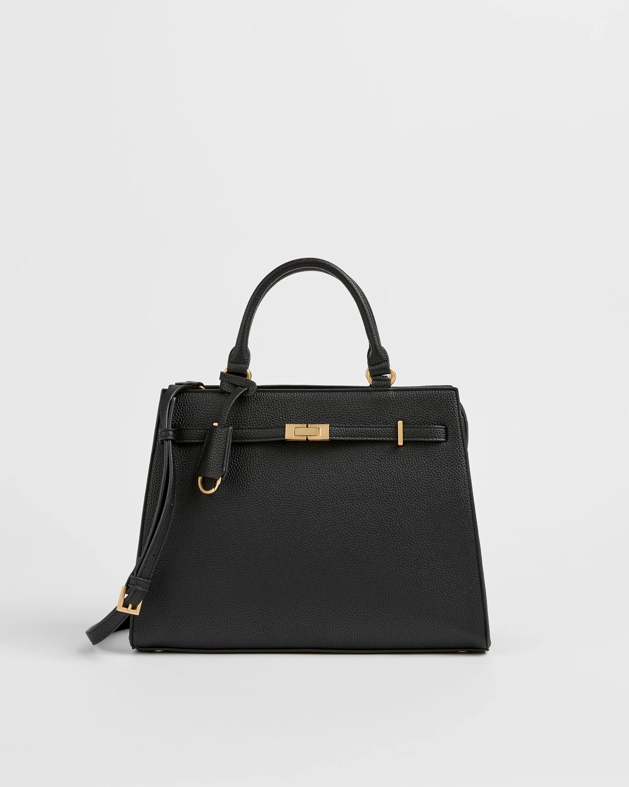 1 Target Woman Medium Clasp Detail Structure Work Tote Bag BLACK, 1 of 1