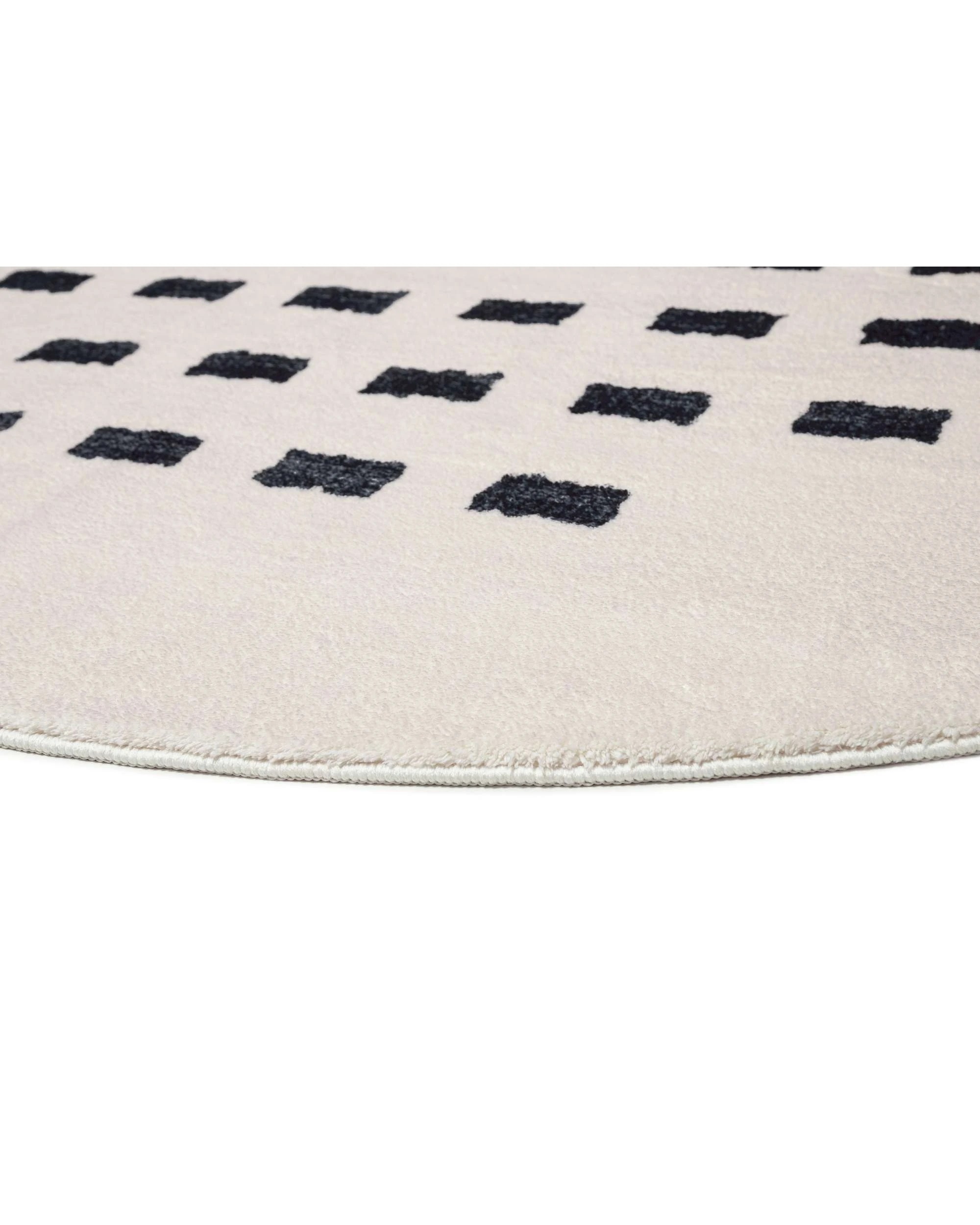 3 Loopsie Taber Rectangles Washable Round Rug-120cm x 120cm - White, 3 of 5