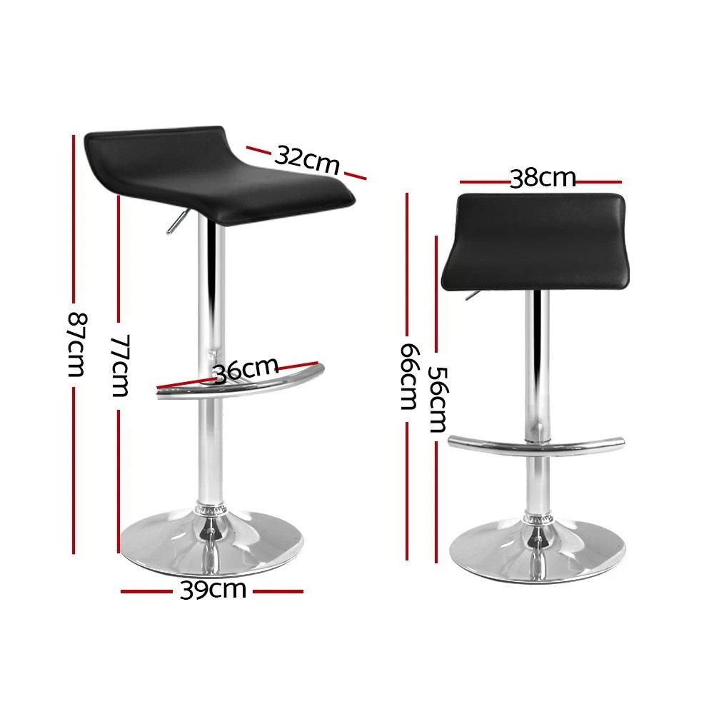 2 Artiss 4x Bar Stools Adjustable Gas Lift Chairs - Black, 2 of 5
