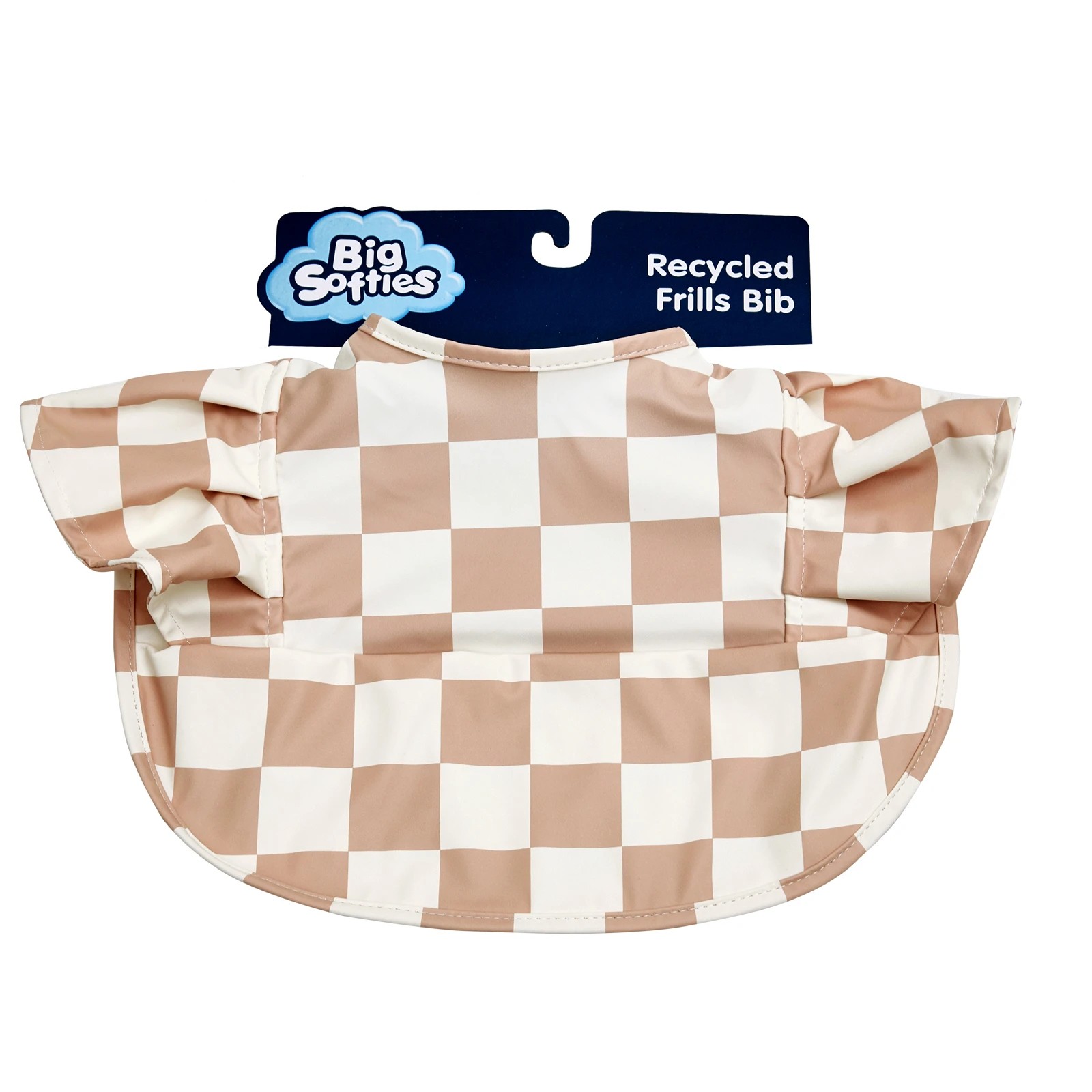 1 Big Softies Recycled Frill Bibs, Brown check, 1 of 5