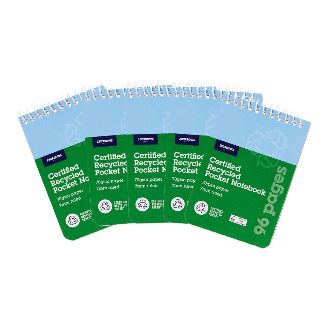 1 J.Burrows 77x112mm Pocket Notebook 96 Page 5 Pack, 1 of 1