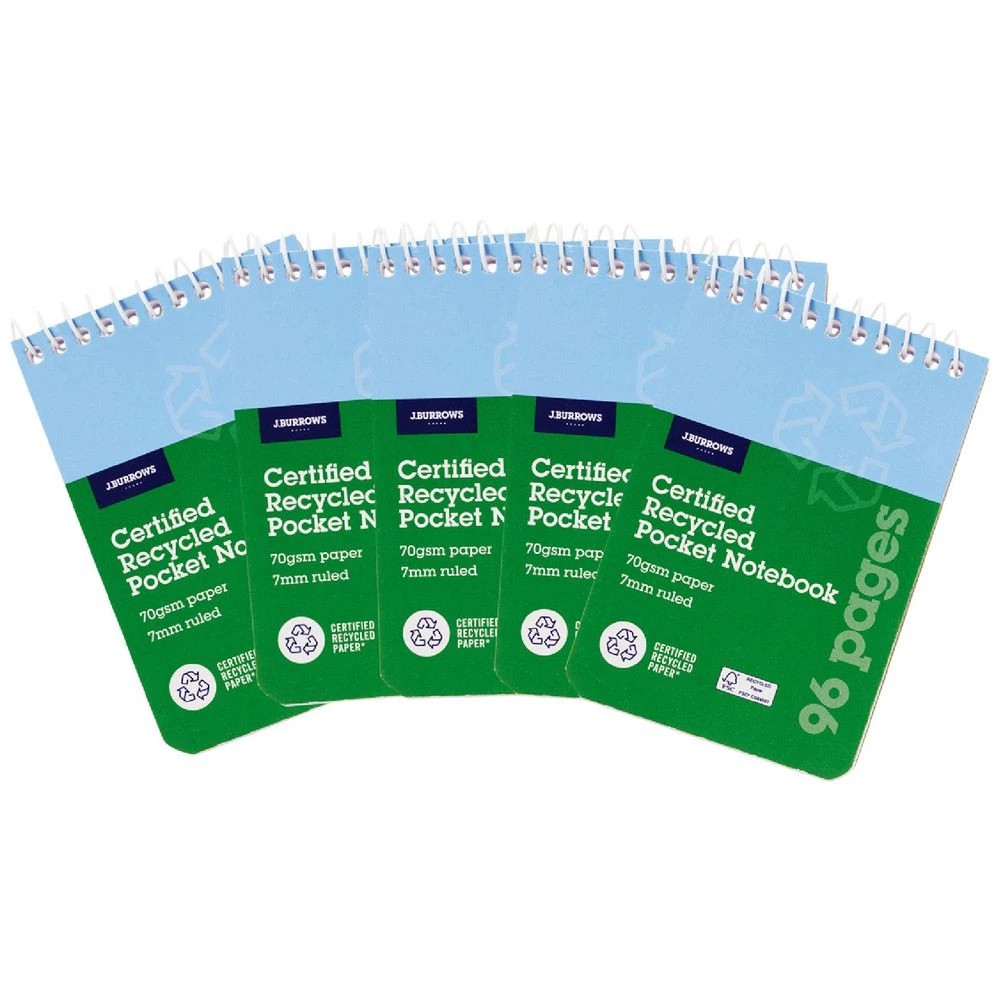 1 J.Burrows 77x112mm Pocket Notebook 96 Page 5 Pack, 1 of 1