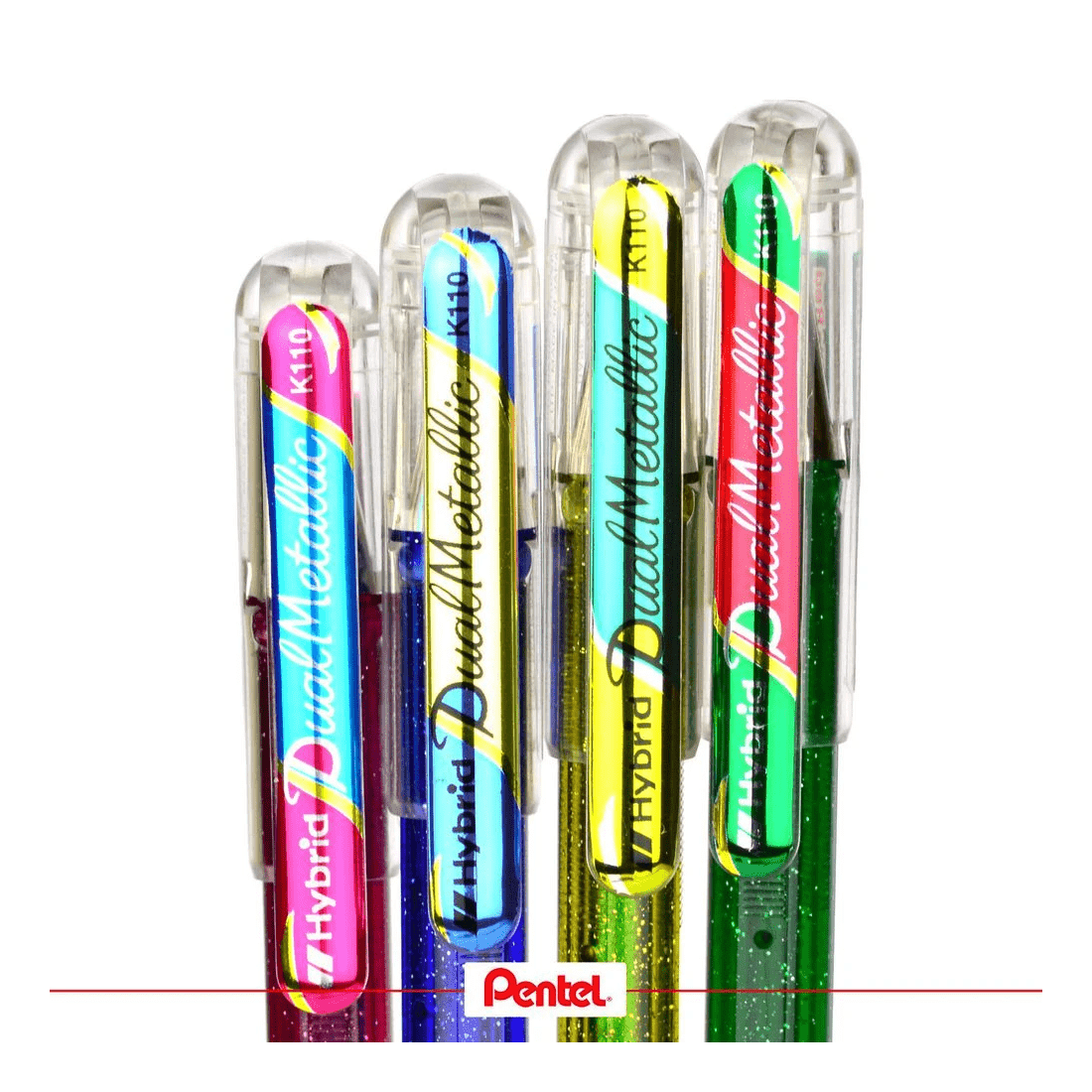 4 Pentel Hybrid Dual Metallic K110 Gel Pen Pink, 4 of 8