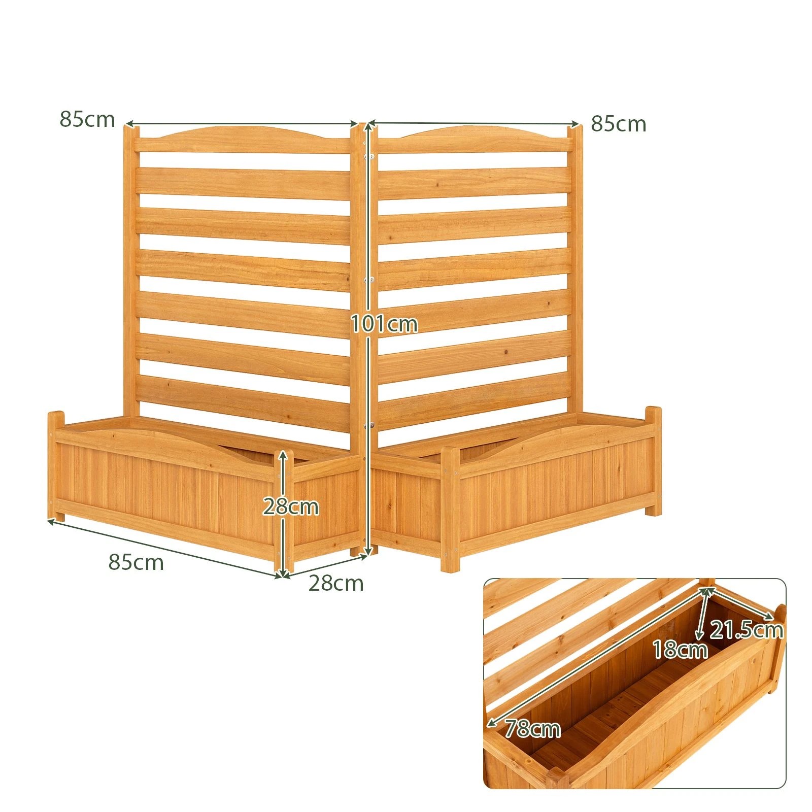 4 Costway Wood Privacy Screen Panel Air Conditioner Fencn Trash Can Enclosure Planter Box Garden Bed, 4 of 4