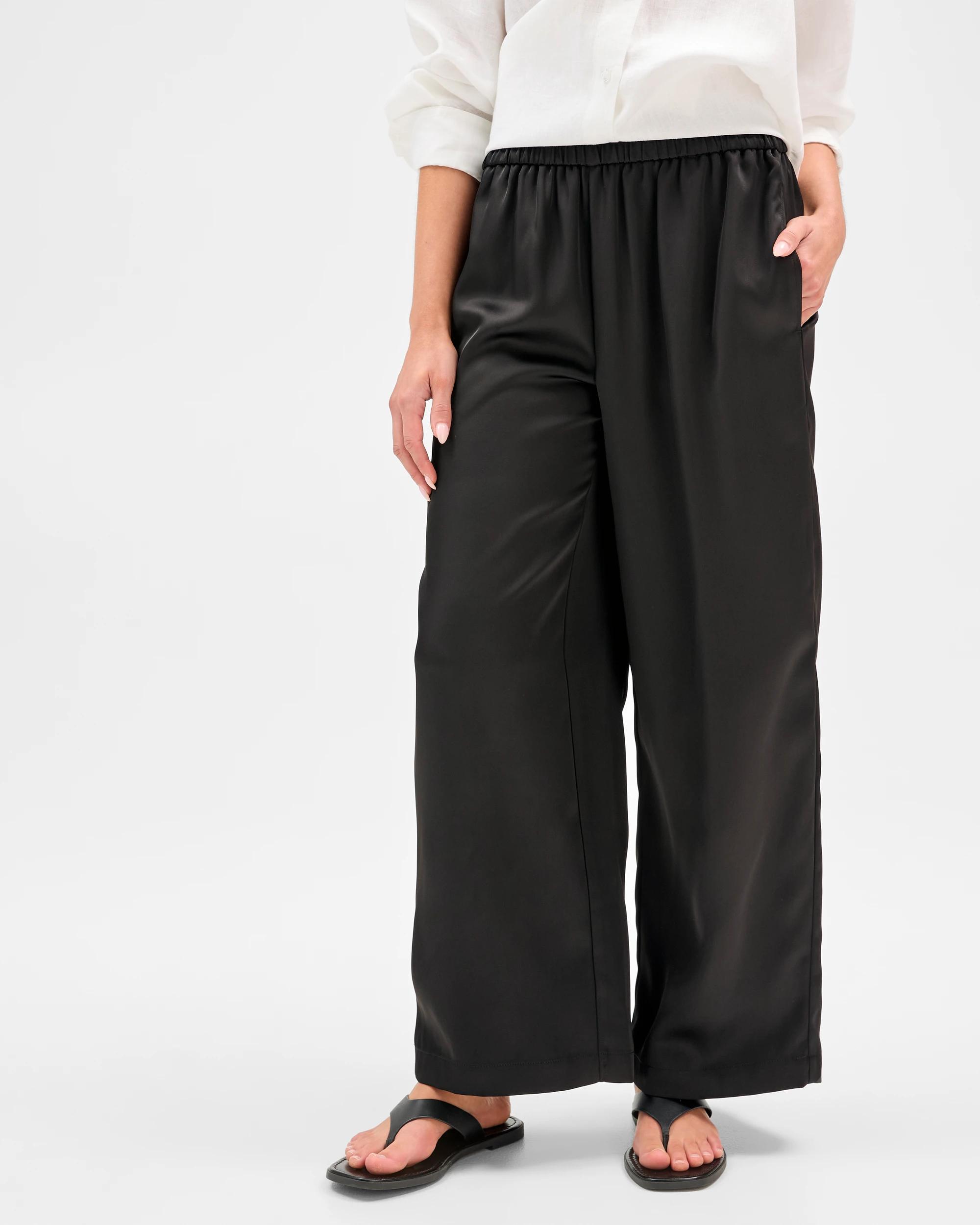 5 Target Petites Wide Leg Satin Pants BLACK, 5 of 8