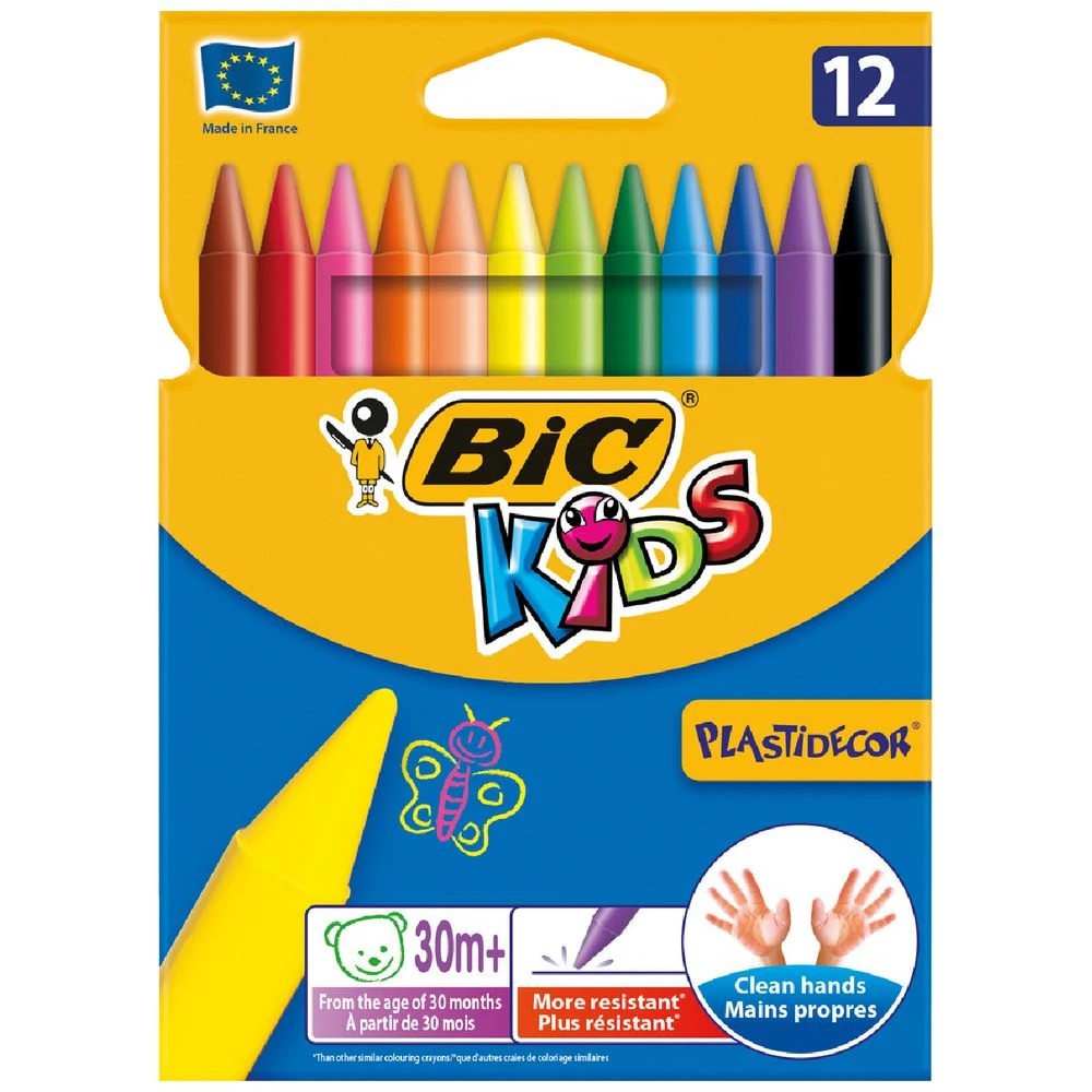 1 BIC Plastidecor Crayons 12 Pack, 1 of 3