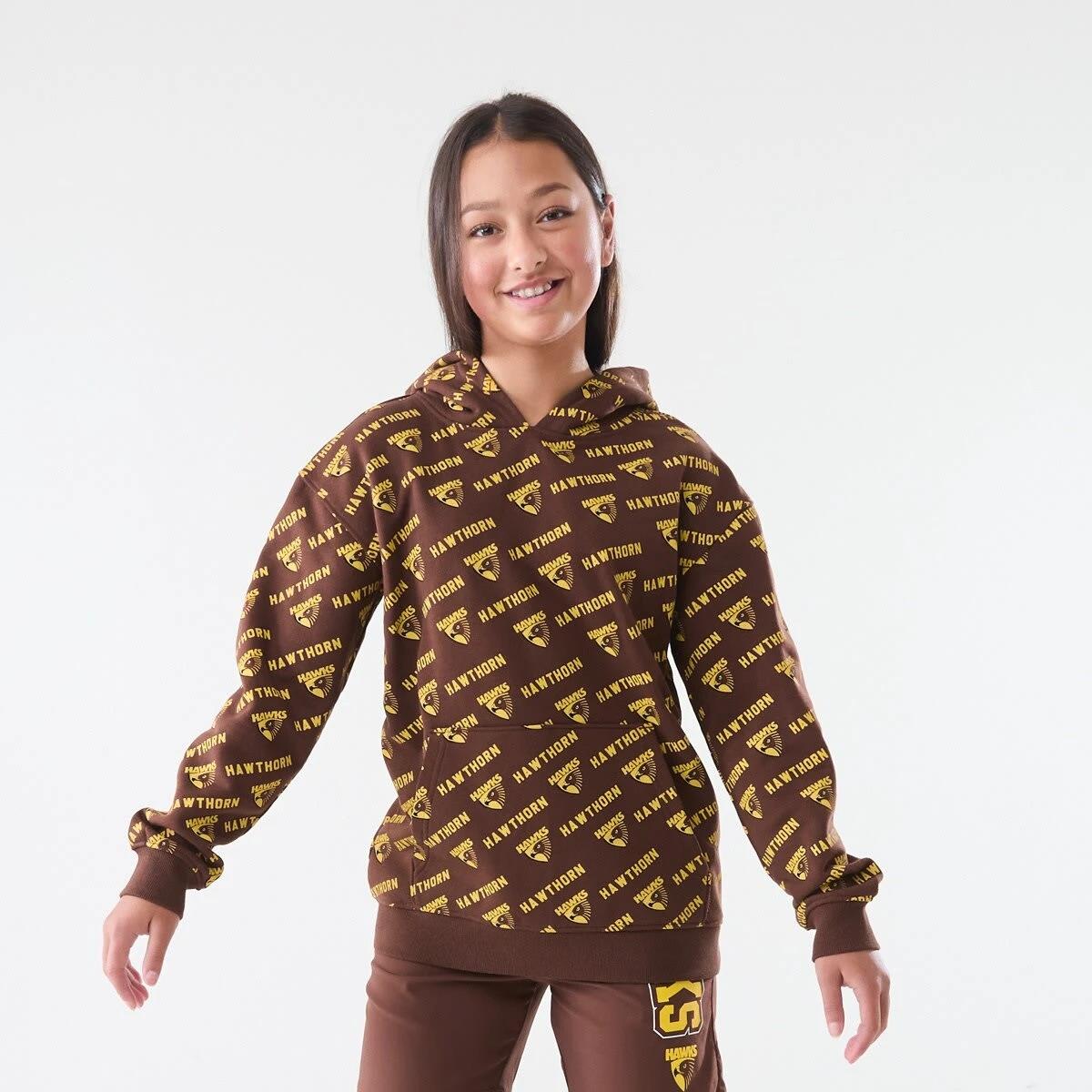3 Official AFL Kids All Over Print Hoodie Hawthorn, 3 of 9